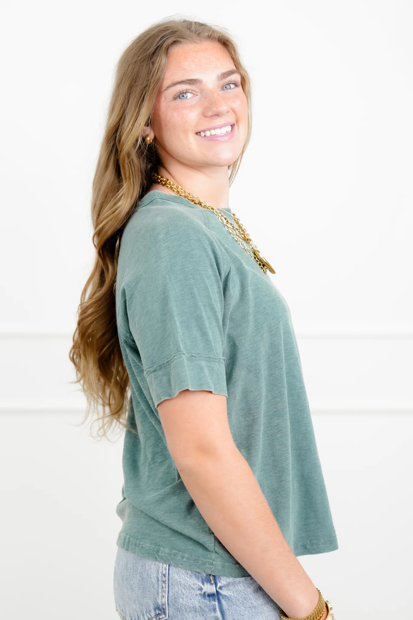 Door Buster! Washed Short Sleeve Top with Reverse Seam Detail - Image 7