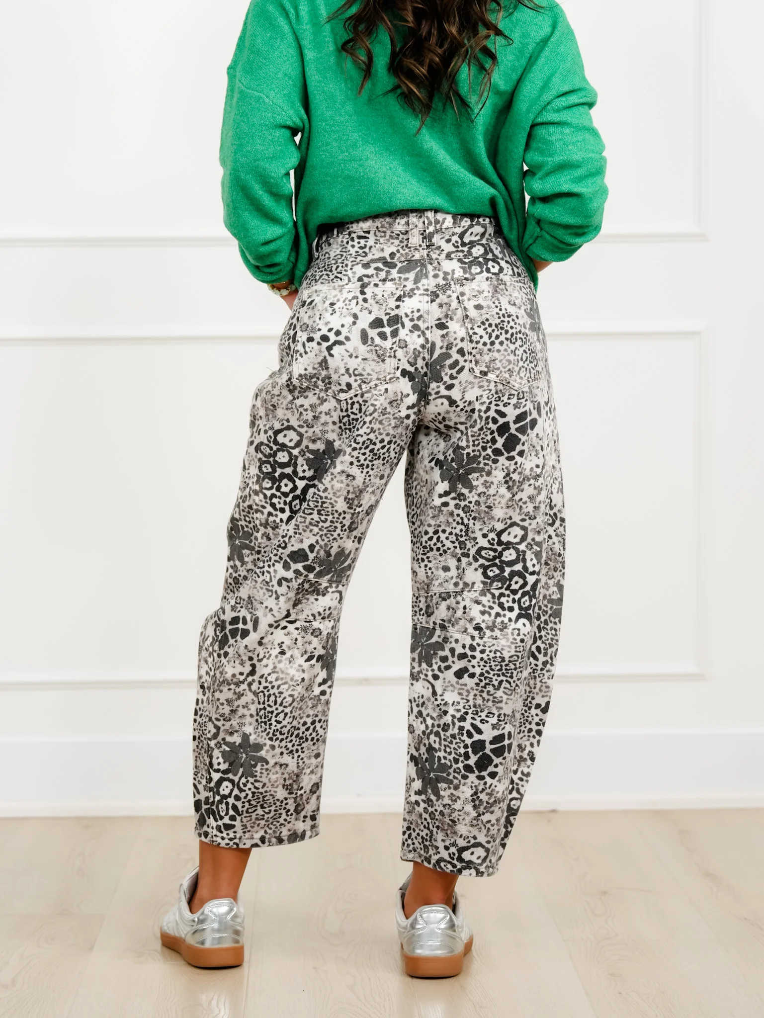 Animal Print High Waist Barrel Twill Pants - Image 3