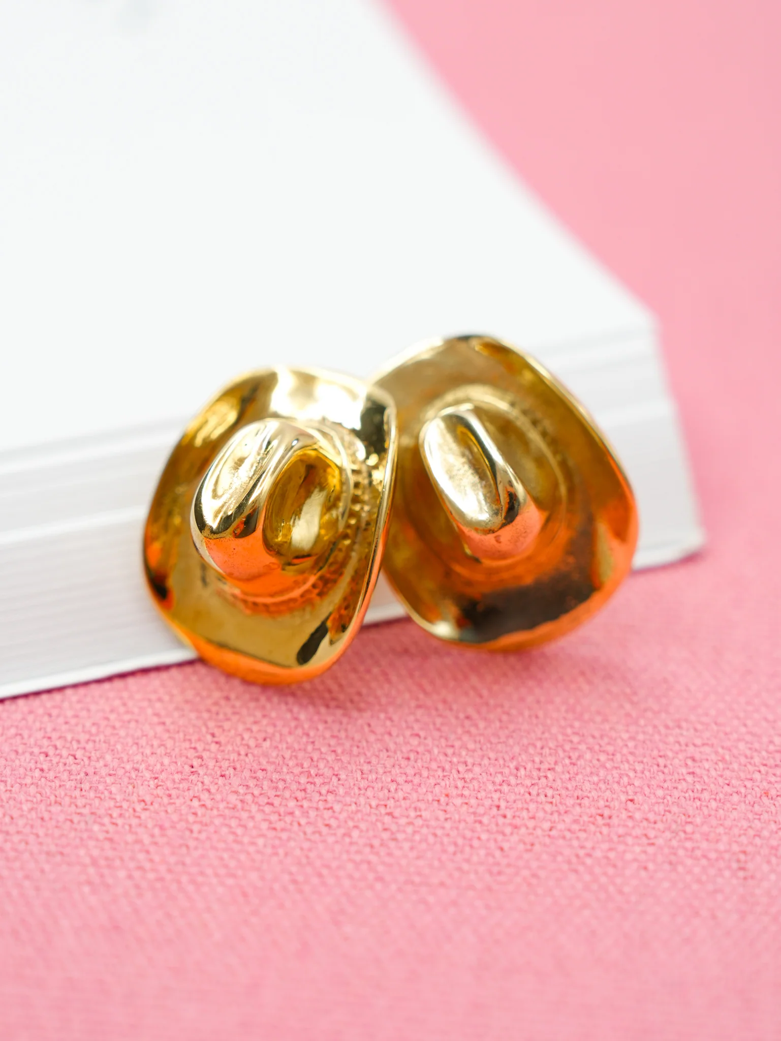 BOHO SOL Brass Cowboy Hat Earrings - Image 3