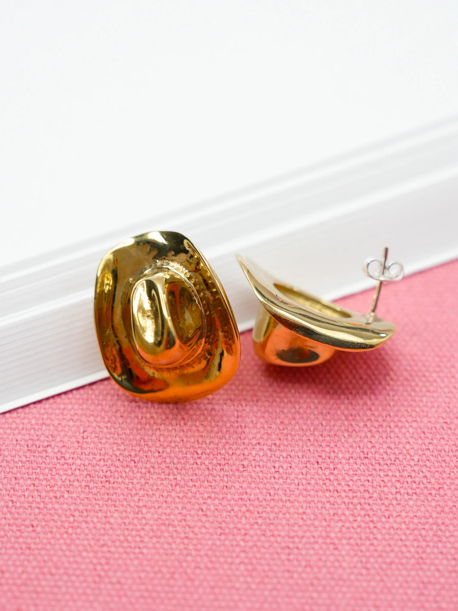 BOHO SOL Brass Cowboy Hat Earrings - Image 4