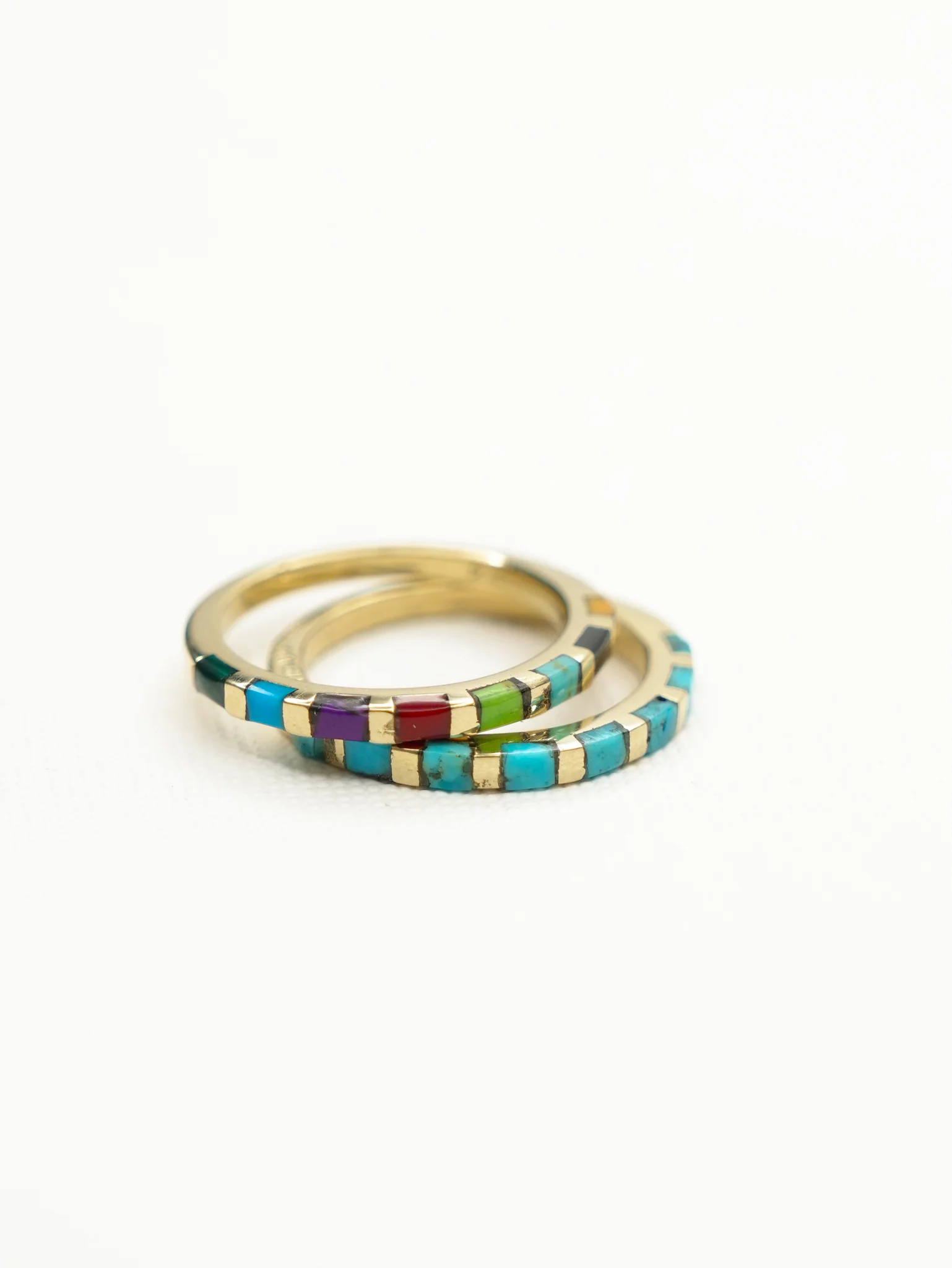 BOHO SOL Brass Mini Inlaid Stacker Ring - Image 3
