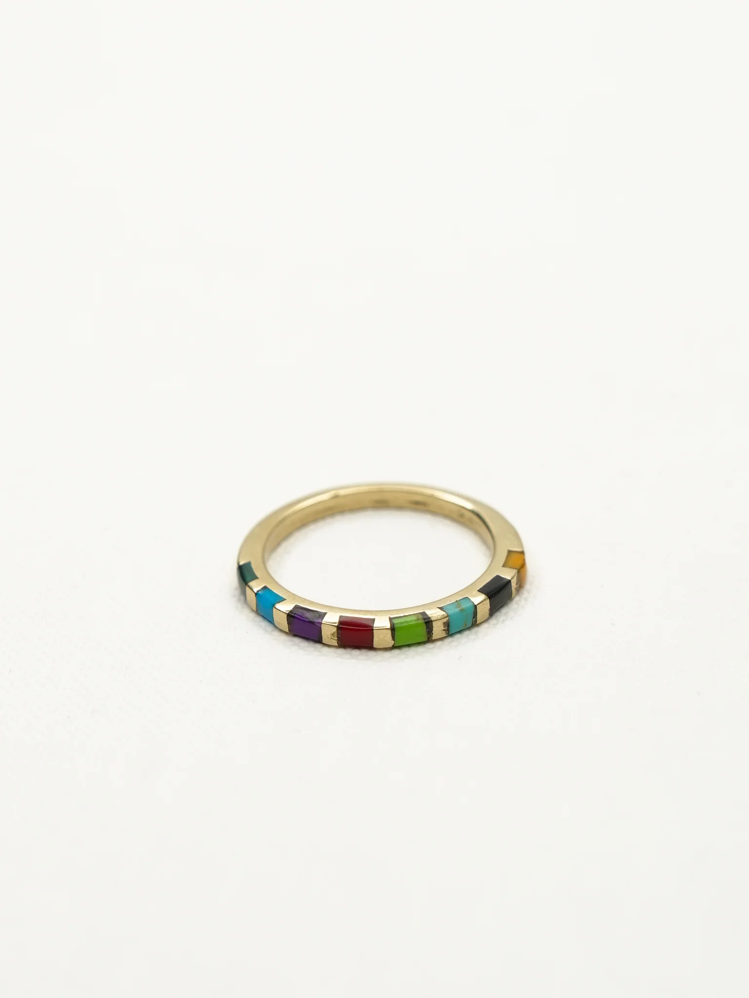 BOHO SOL Brass Mini Inlaid Stacker Ring - Image 4