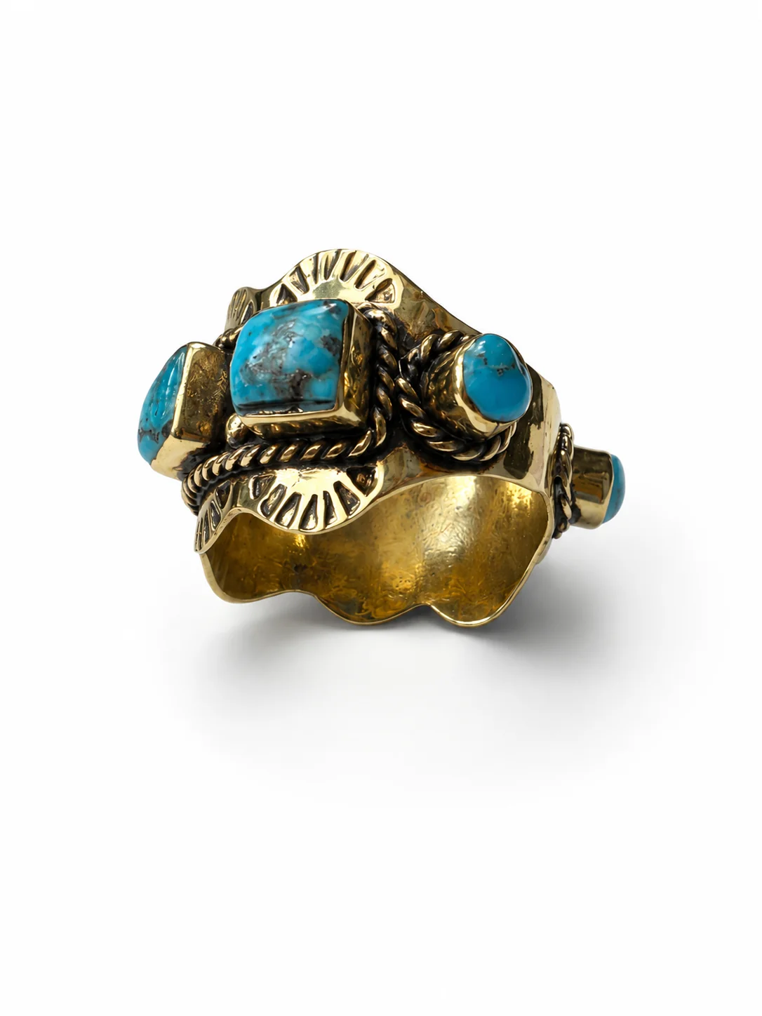 BOHO SOL Brass Square Scalloped Stamped Ring - Image 2