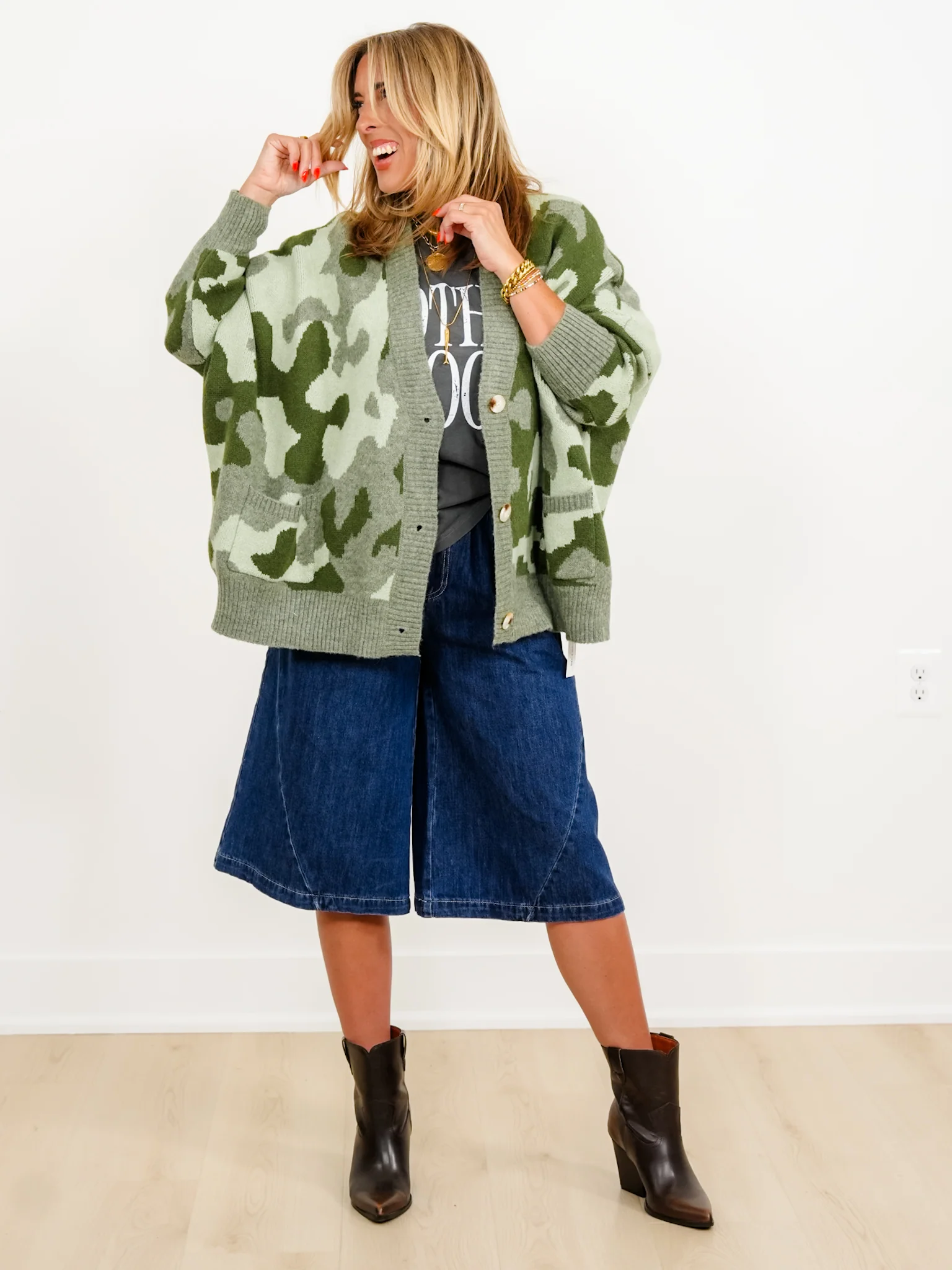 Camo Long Sleeve Button Down Cardigan - Image 2