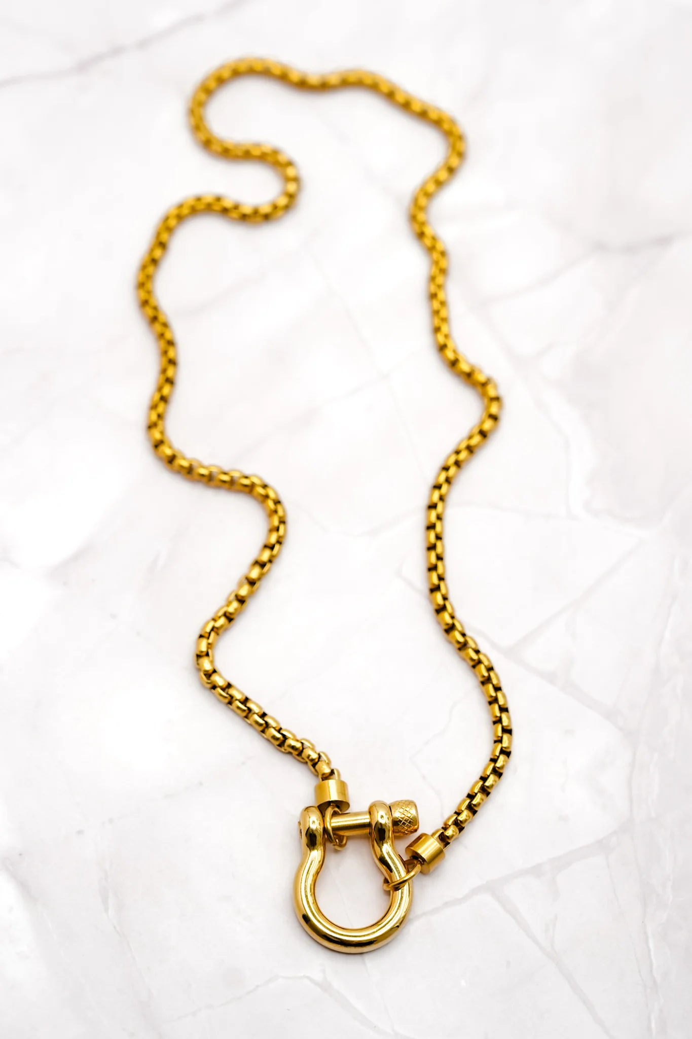 Chunky Box Chain with Horsebit Closure Necklace