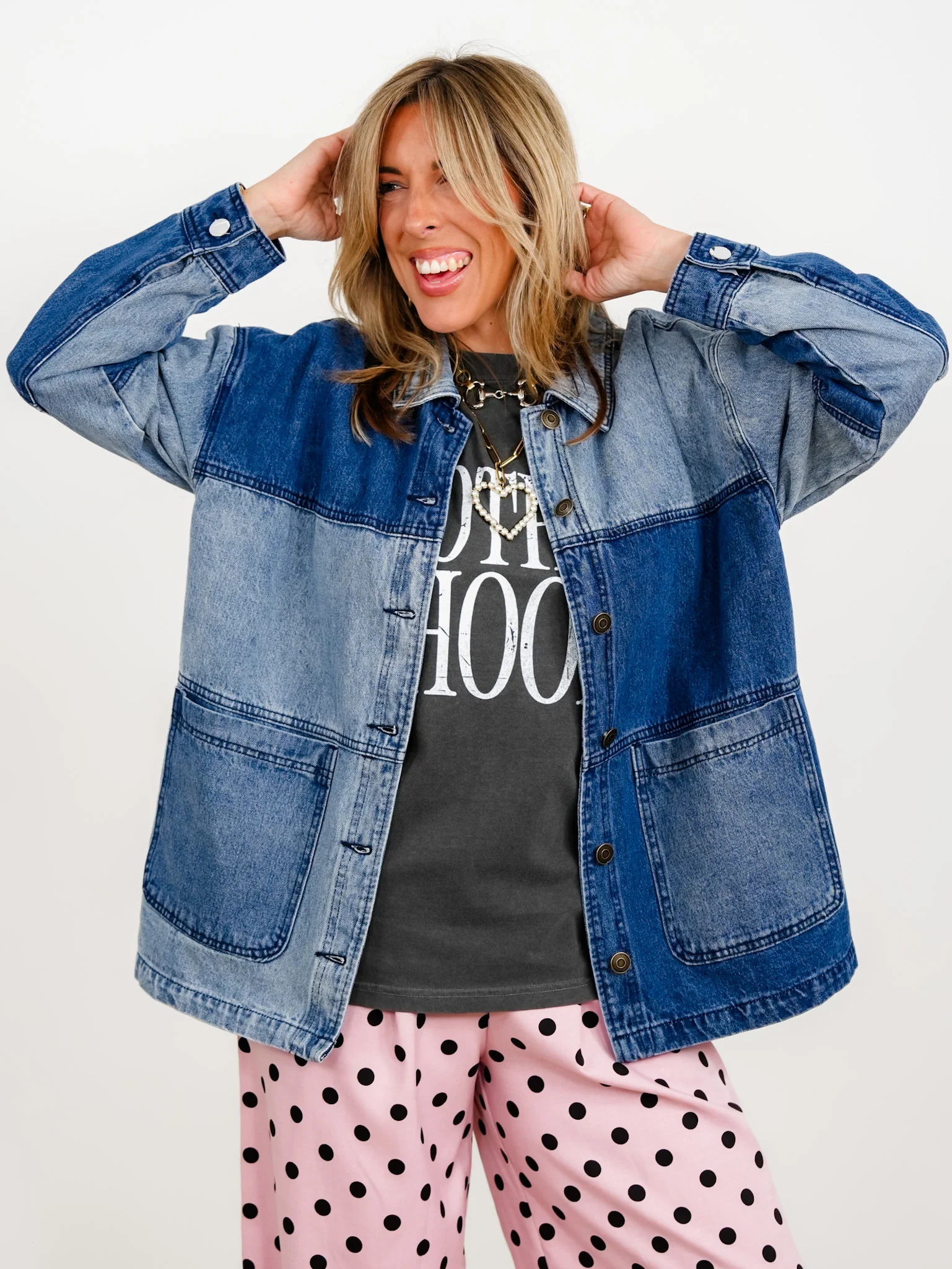 Color Block Long Sleeve Button Down Jacket - Image 2