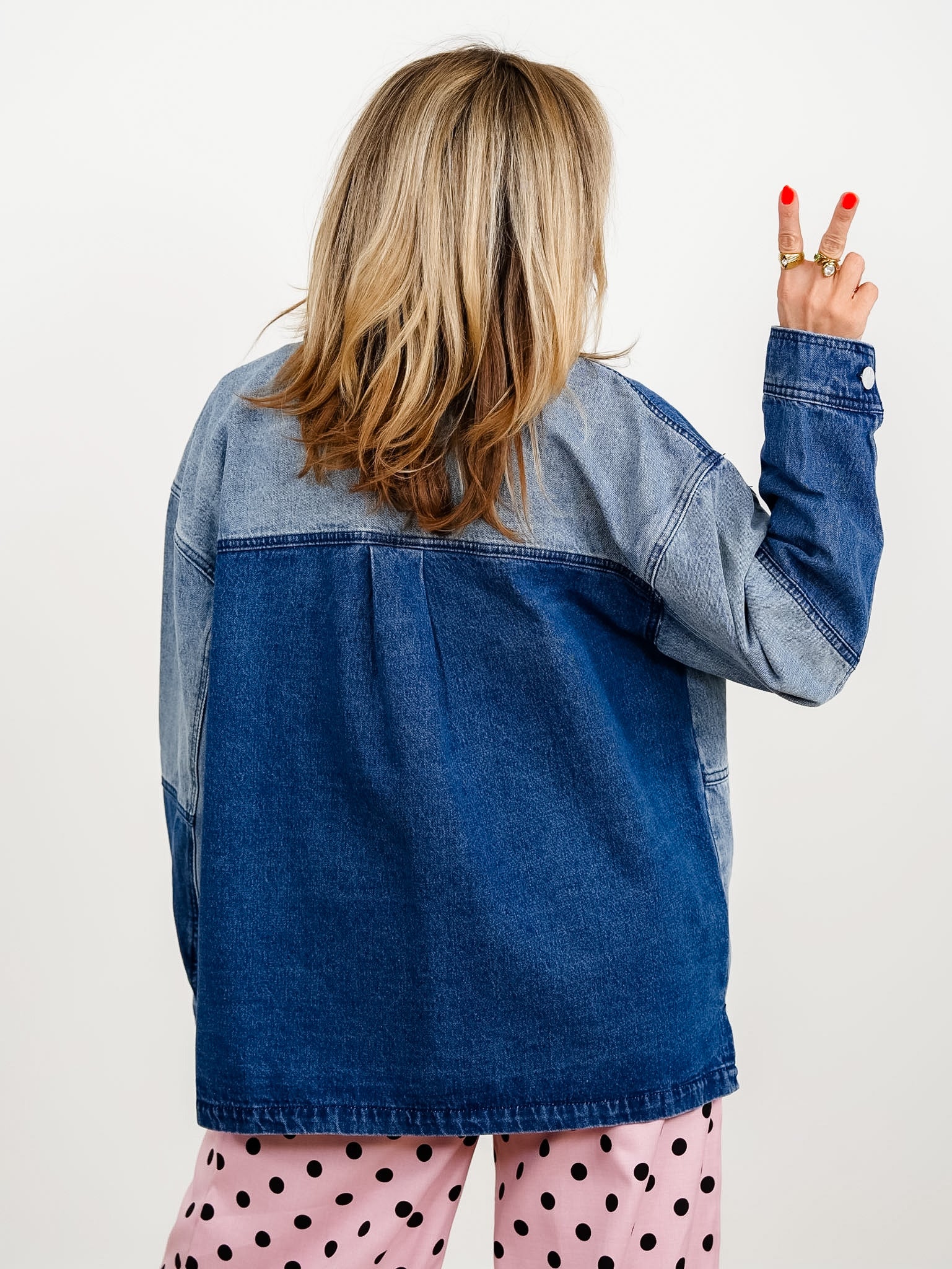 Color Block Long Sleeve Button Down Jacket - Image 3