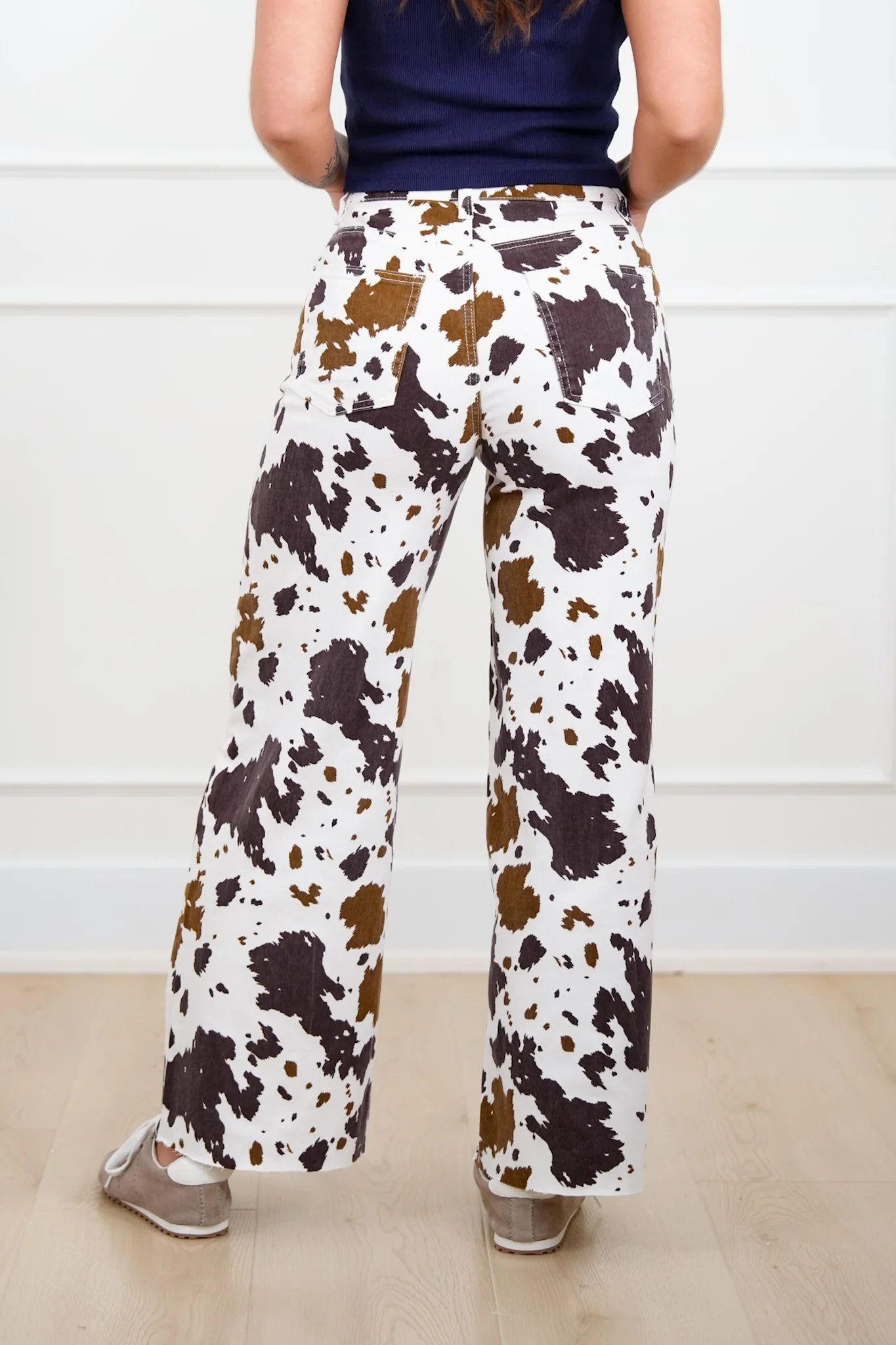 Cow Print Wide Leg Relaxed Fit Pants - Image 2