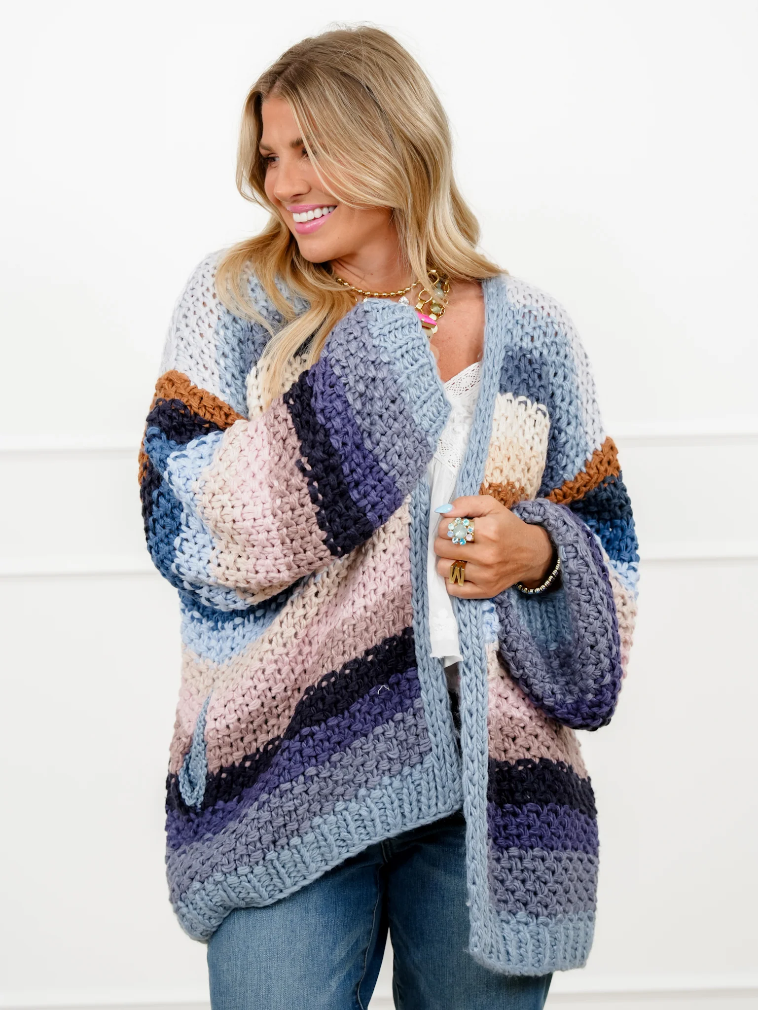 Restock! Crochet Long Sleeve Open Front Cardigan - Image 4