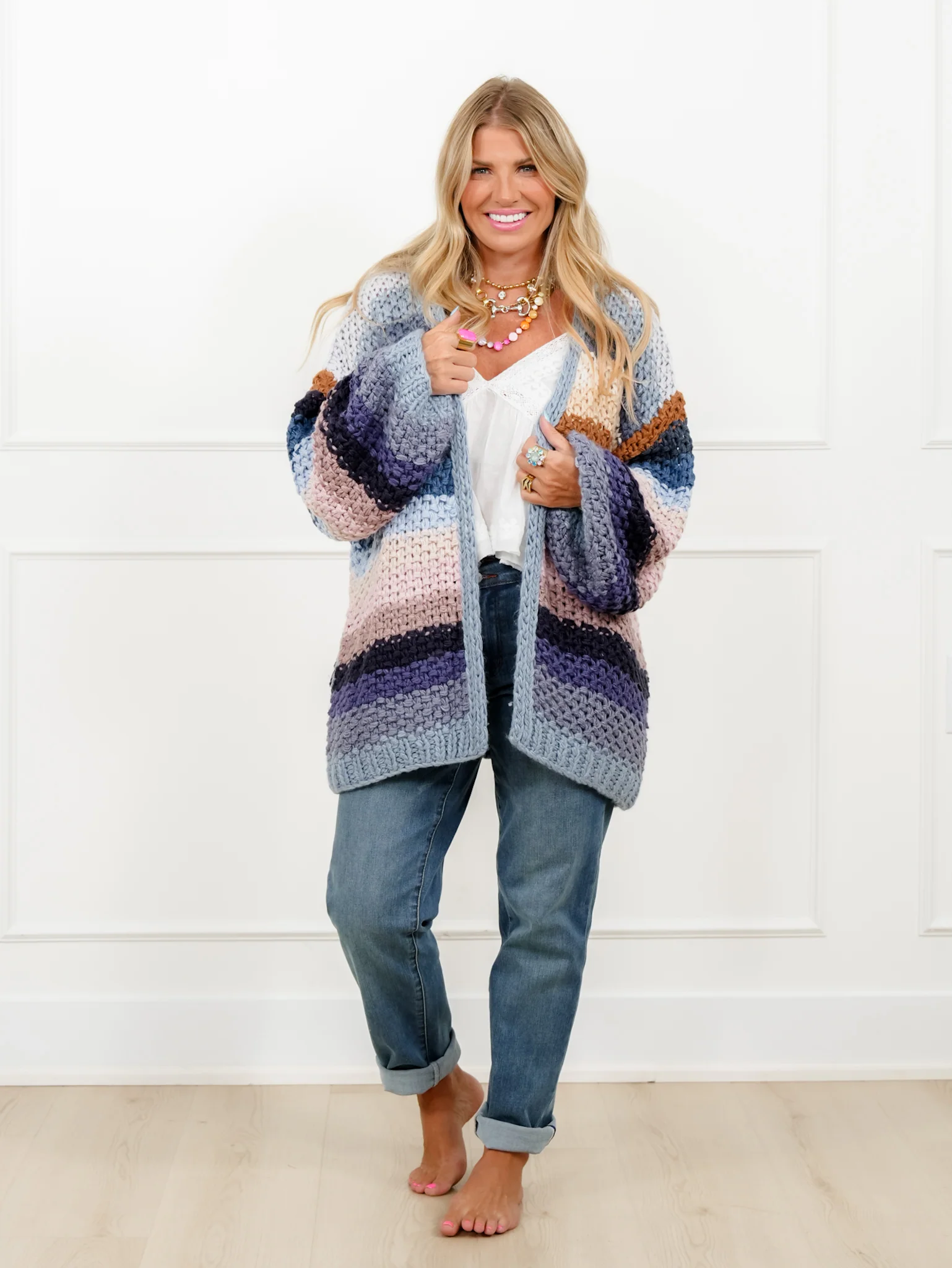 Restock! Crochet Long Sleeve Open Front Cardigan - Image 5