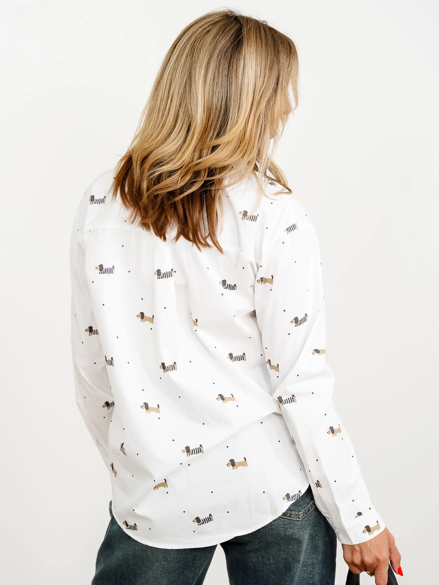Dachshund Print Long Sleeve Button Up Top - Image 3