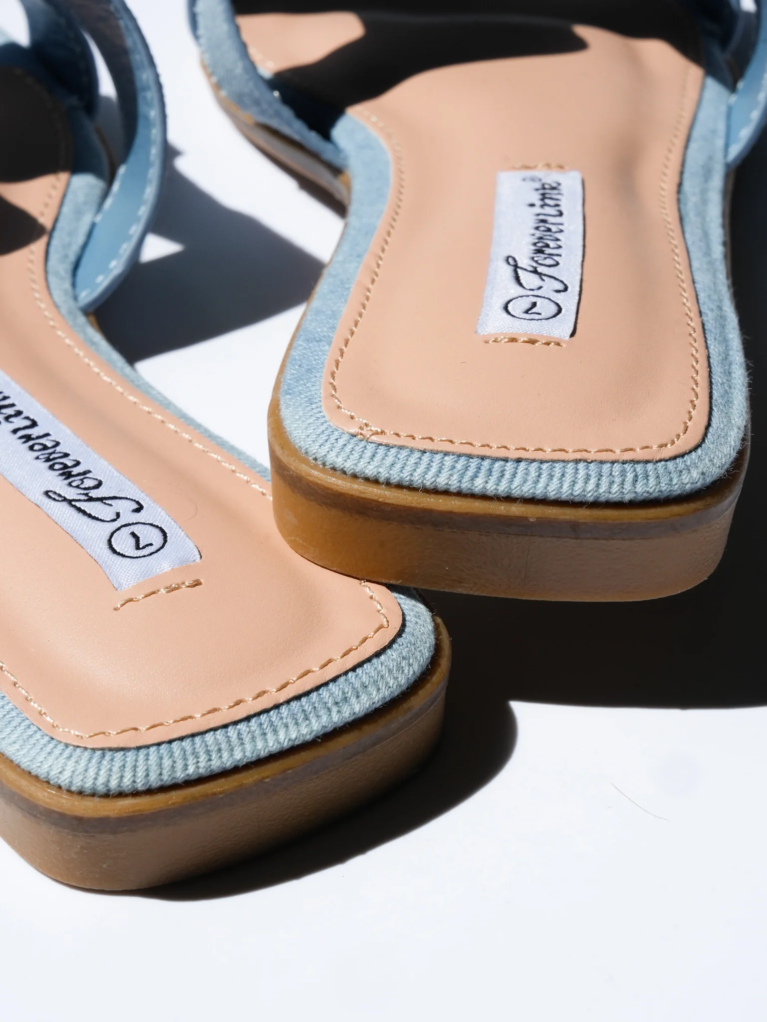 Denim H Strap Flat Slide Sandals - Image 4