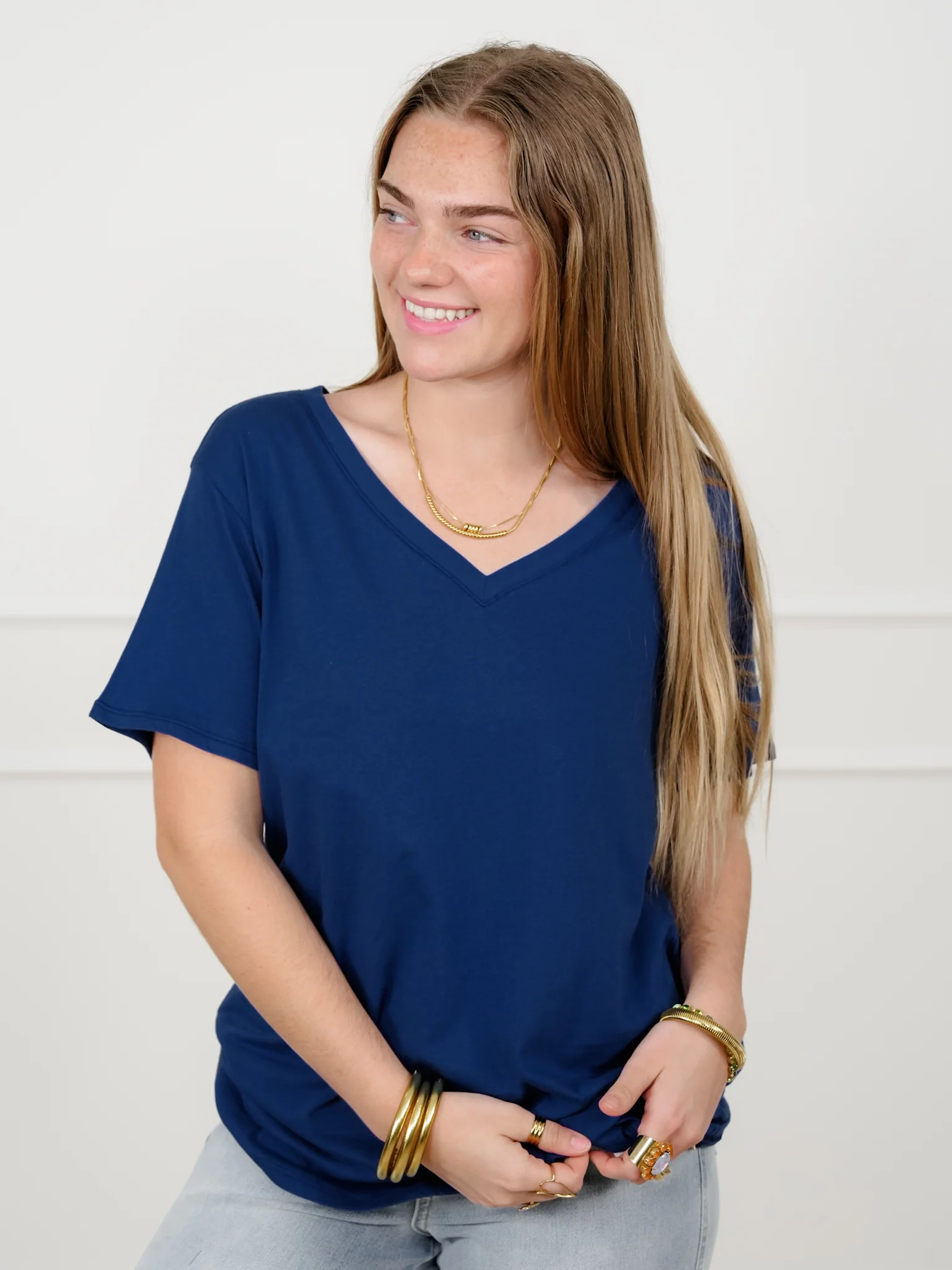 Door Buster! Plus/Reg Zenana Cotton Short Sleeve V Neck Tee - Image 3