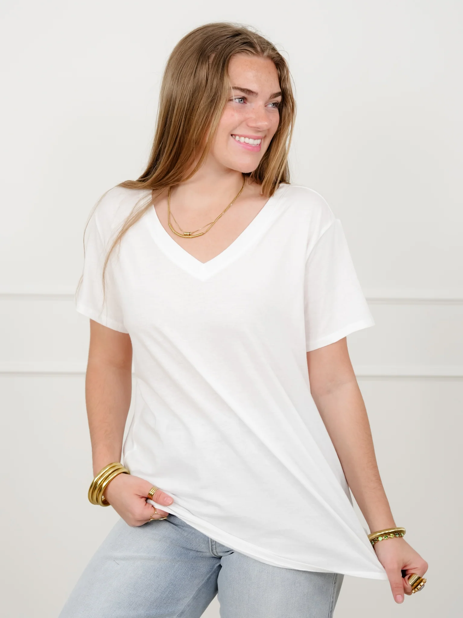Door Buster! Plus/Reg Zenana Cotton Short Sleeve V Neck Tee - Image 4