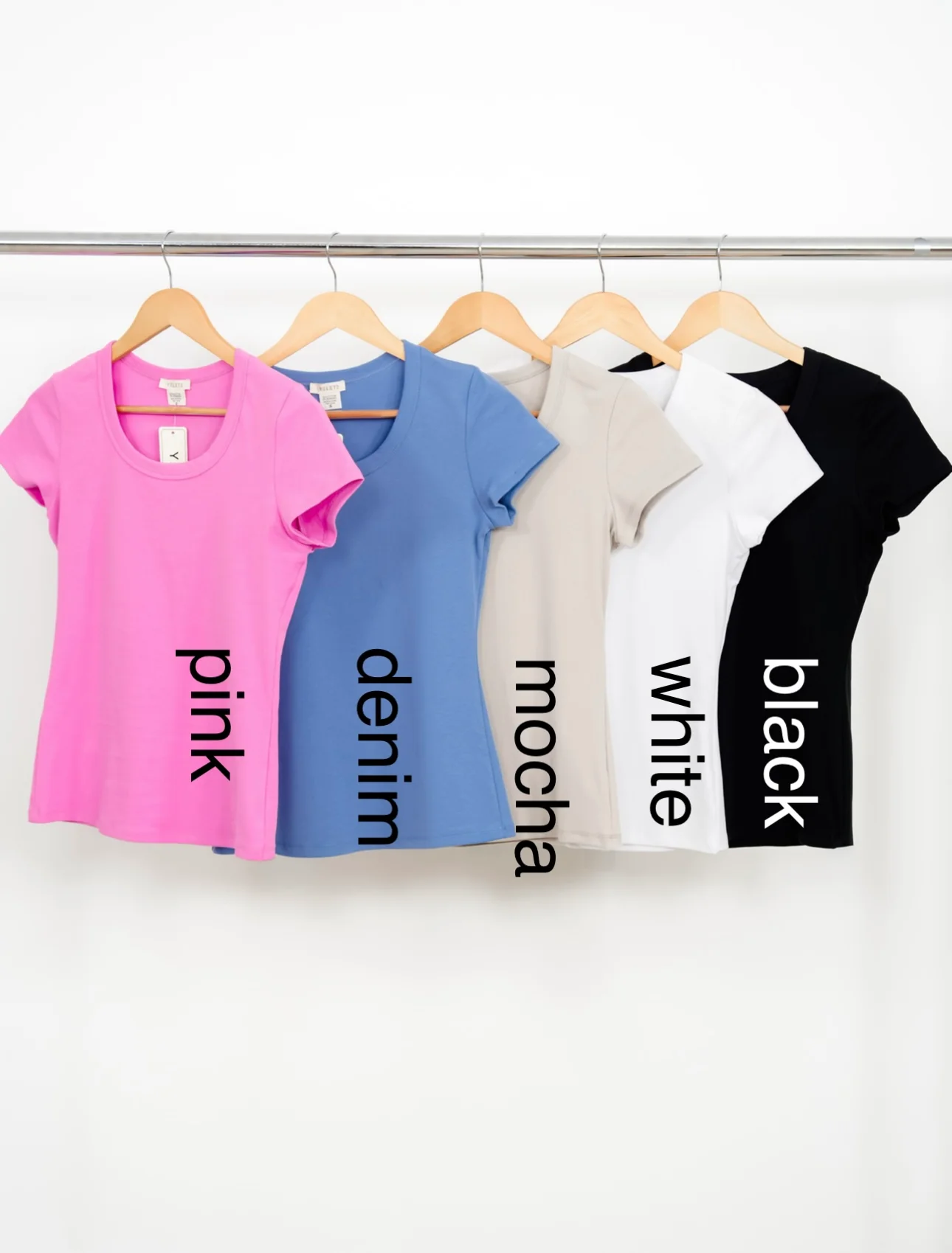 Restock! Door Buster! Plus/Reg Solid Basic Short Sleeve Round Neck Top - Image 3