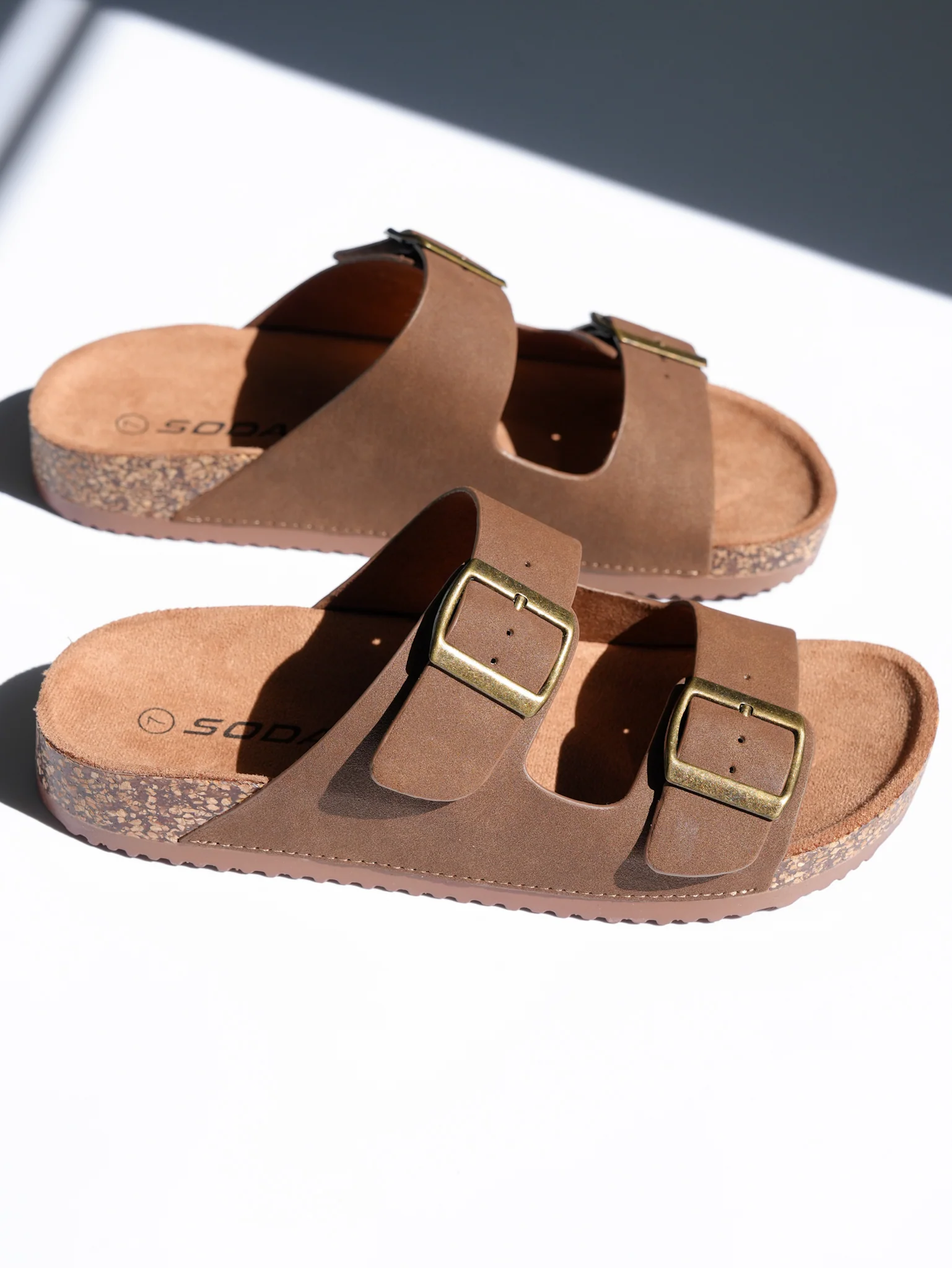 Double Buckle Cork Footbed Slide Sandal - Image 7