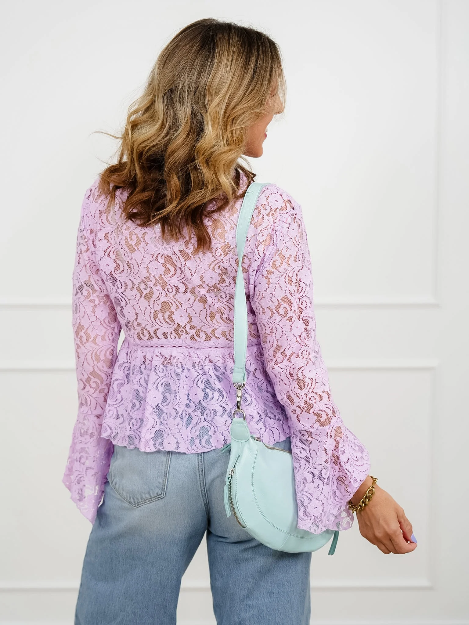 Floral Lace Long Sleeve V Neck Blouse - Image 6
