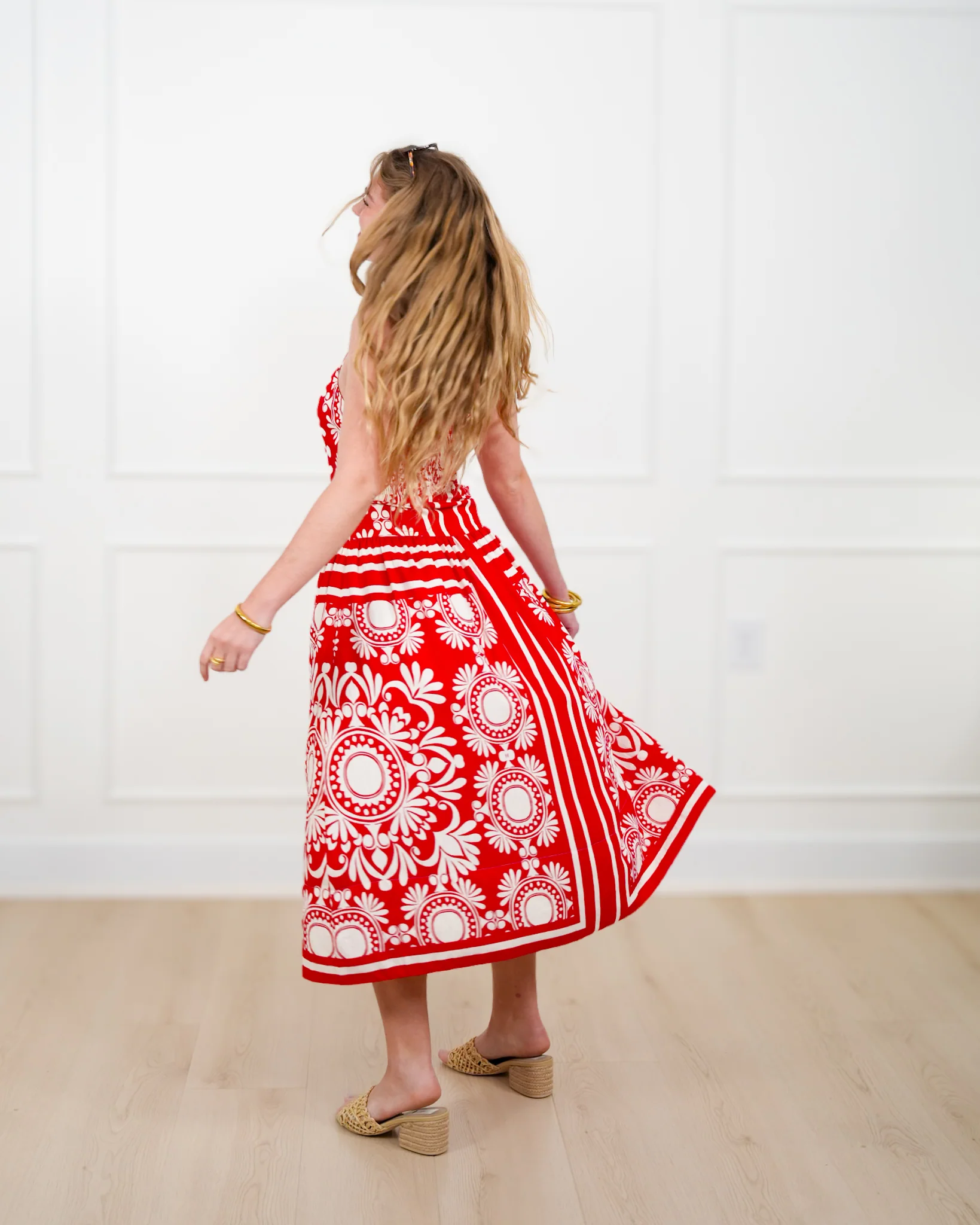 Floral Pattern Sleeveless Midi Dress - Image 5