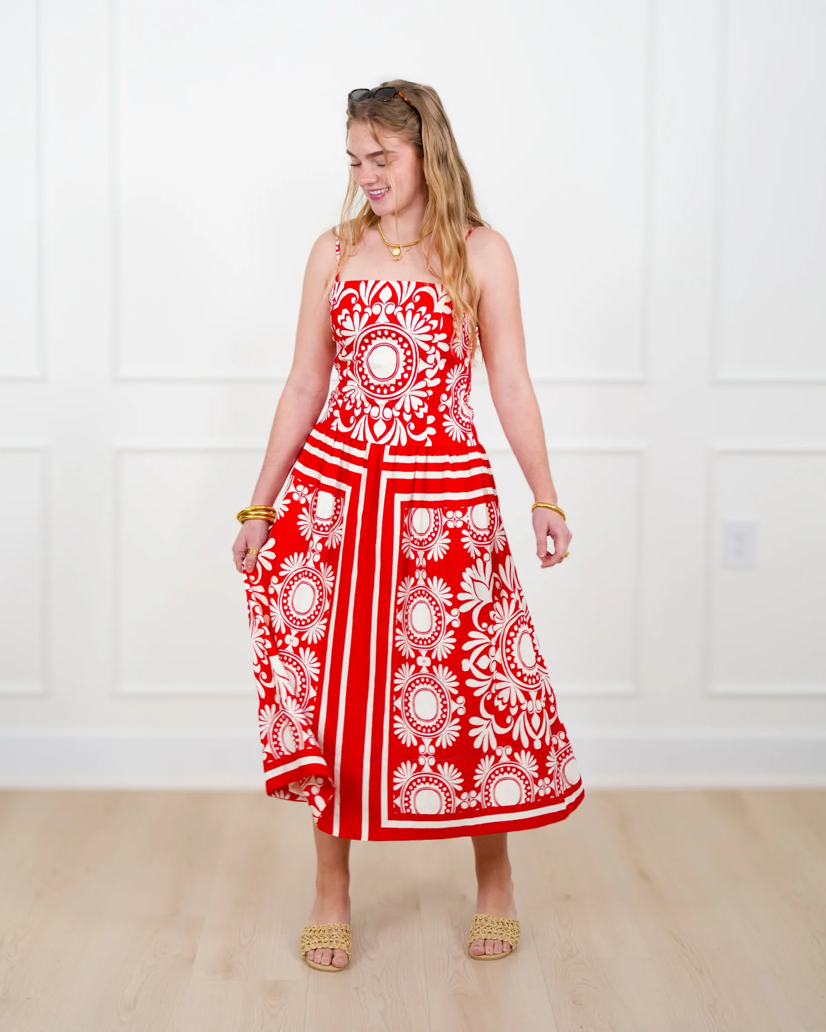Floral Pattern Sleeveless Midi Dress - Image 6