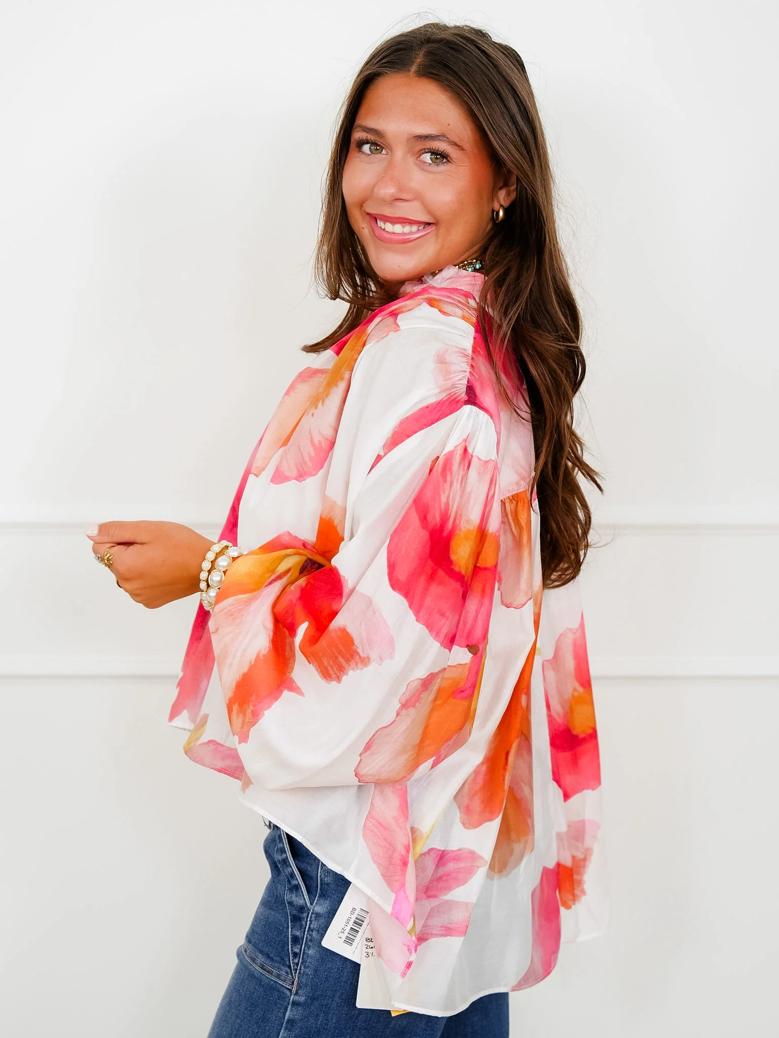 Floral Print Long Sleeve Button Down Top - Image 7
