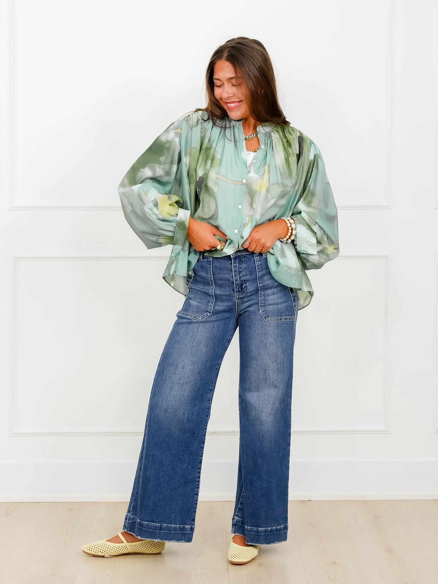 Floral Print Long Sleeve Button Down Top - Image 8
