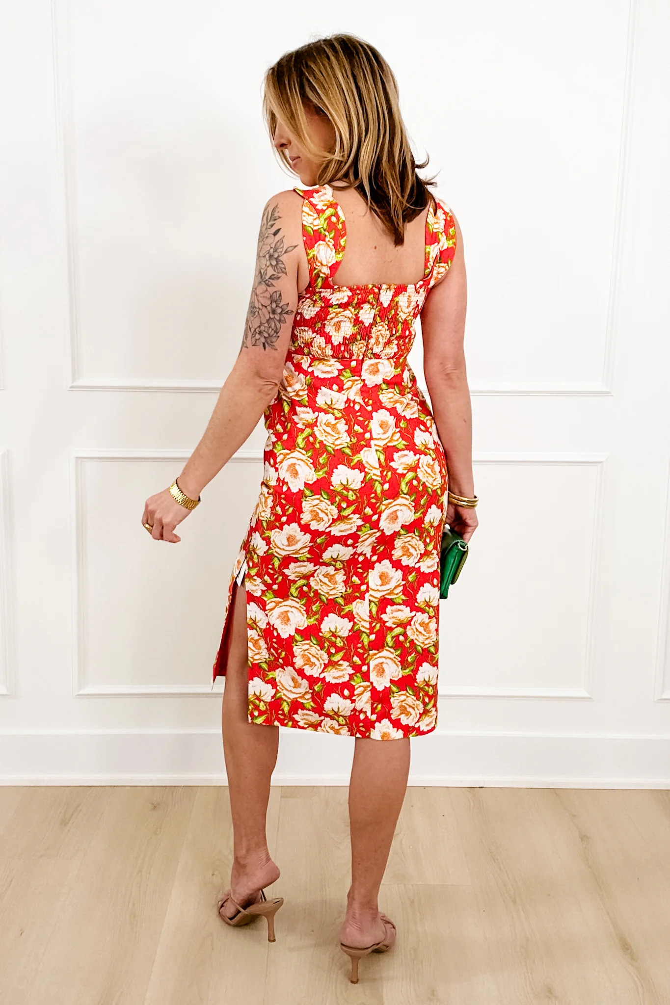 Floral Print Sleeveless V Neck Dress - Image 4