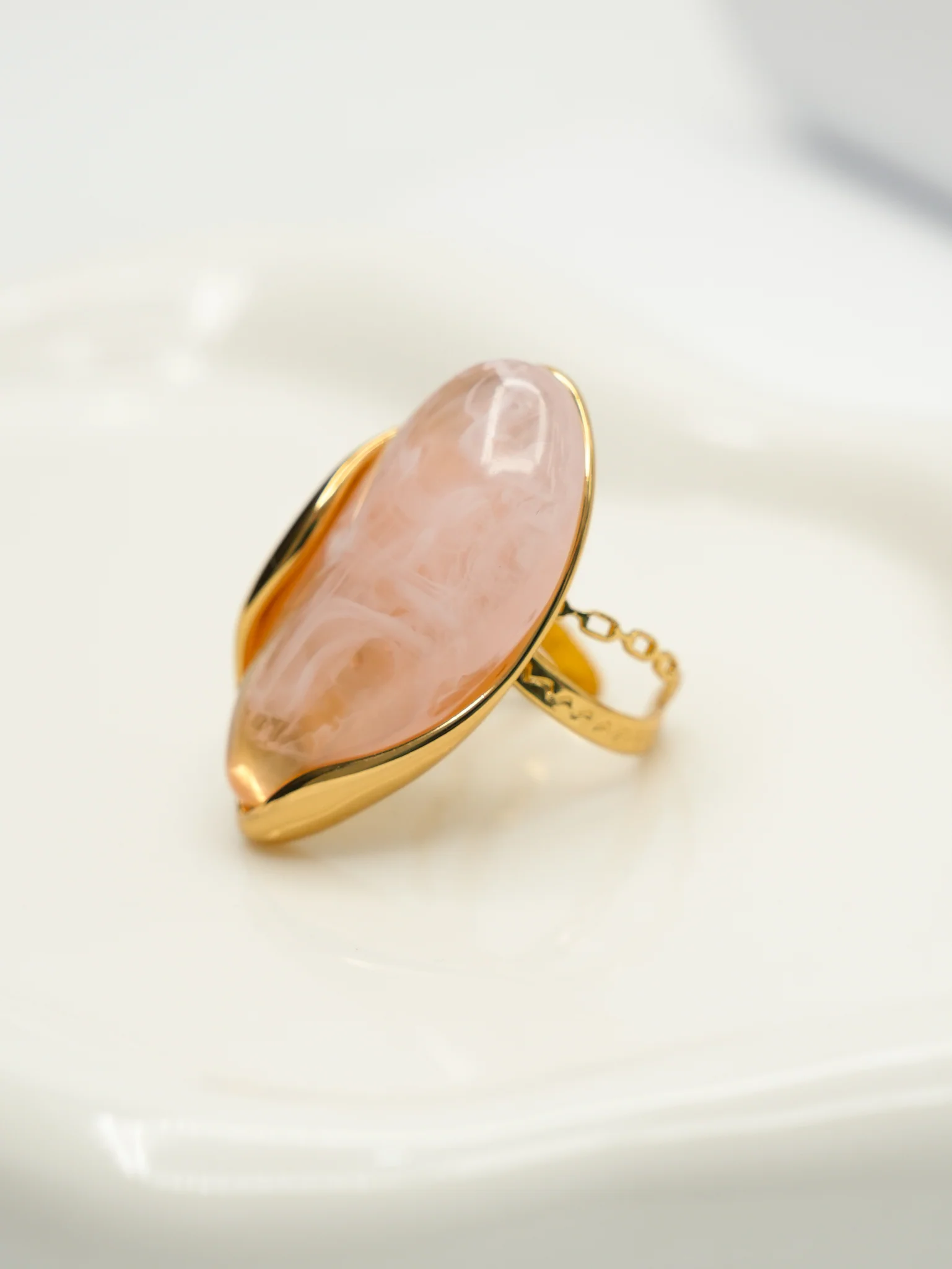 Gold Ring with Pink Gemstone - Image 2