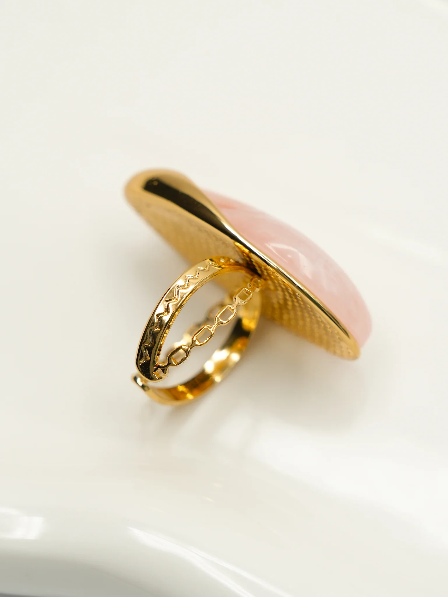 Gold Ring with Pink Gemstone - Image 3