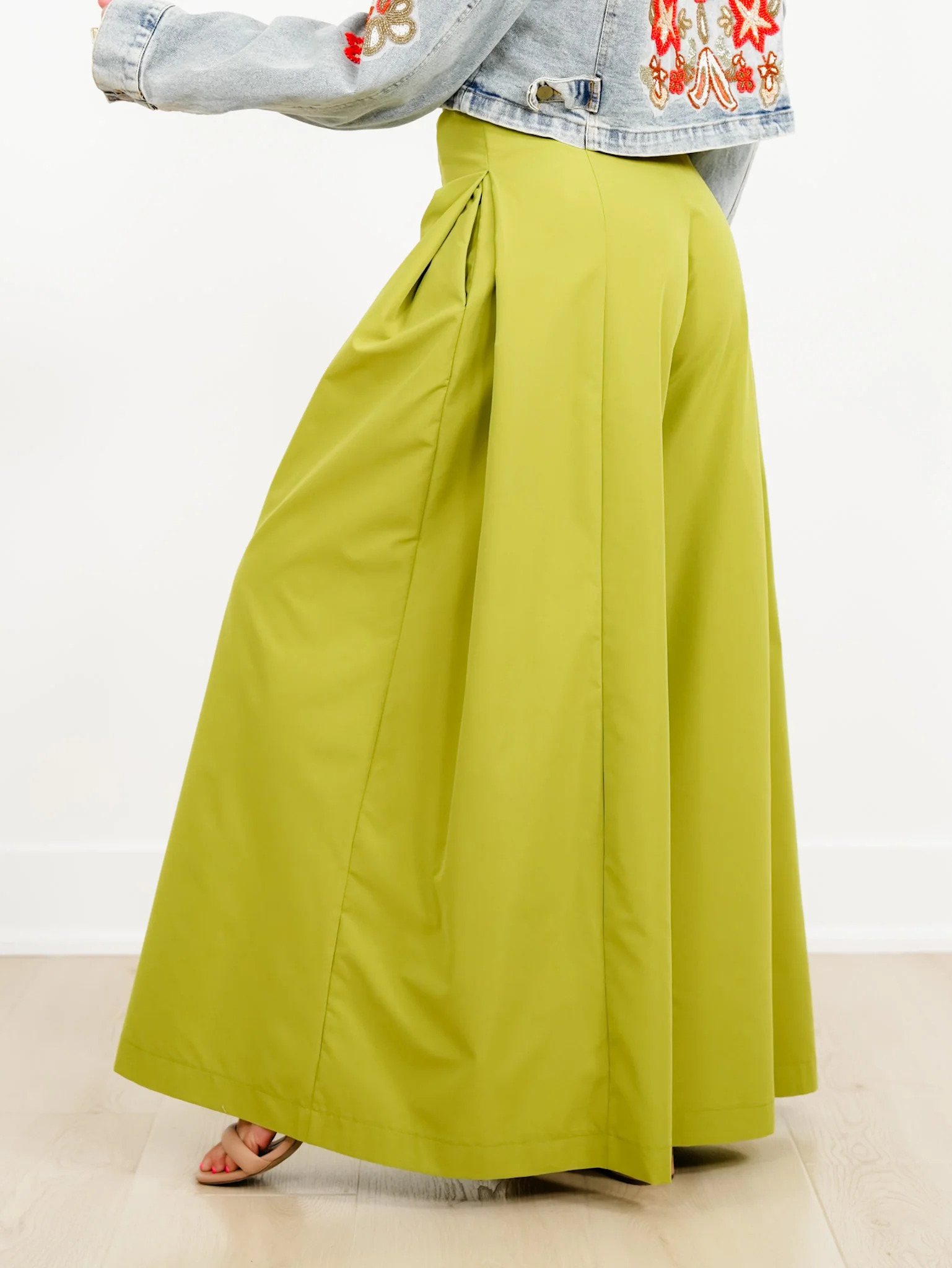 High Waist Wide Leg A-Line Palazzo Pants - Image 4