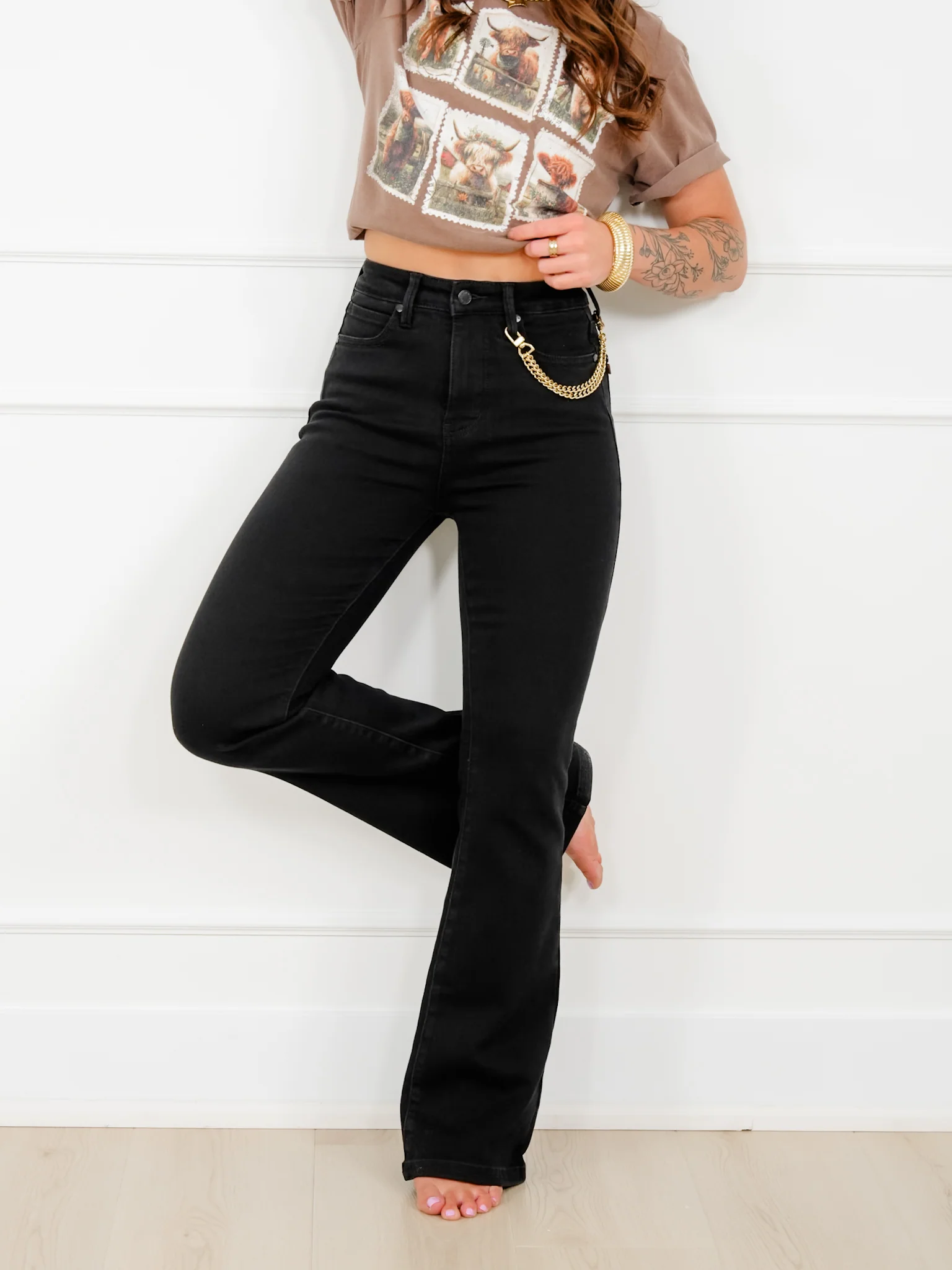 Judy Blue High Rise Black Petite/Reg Tummy Control Bootcut Jeans - Image 8