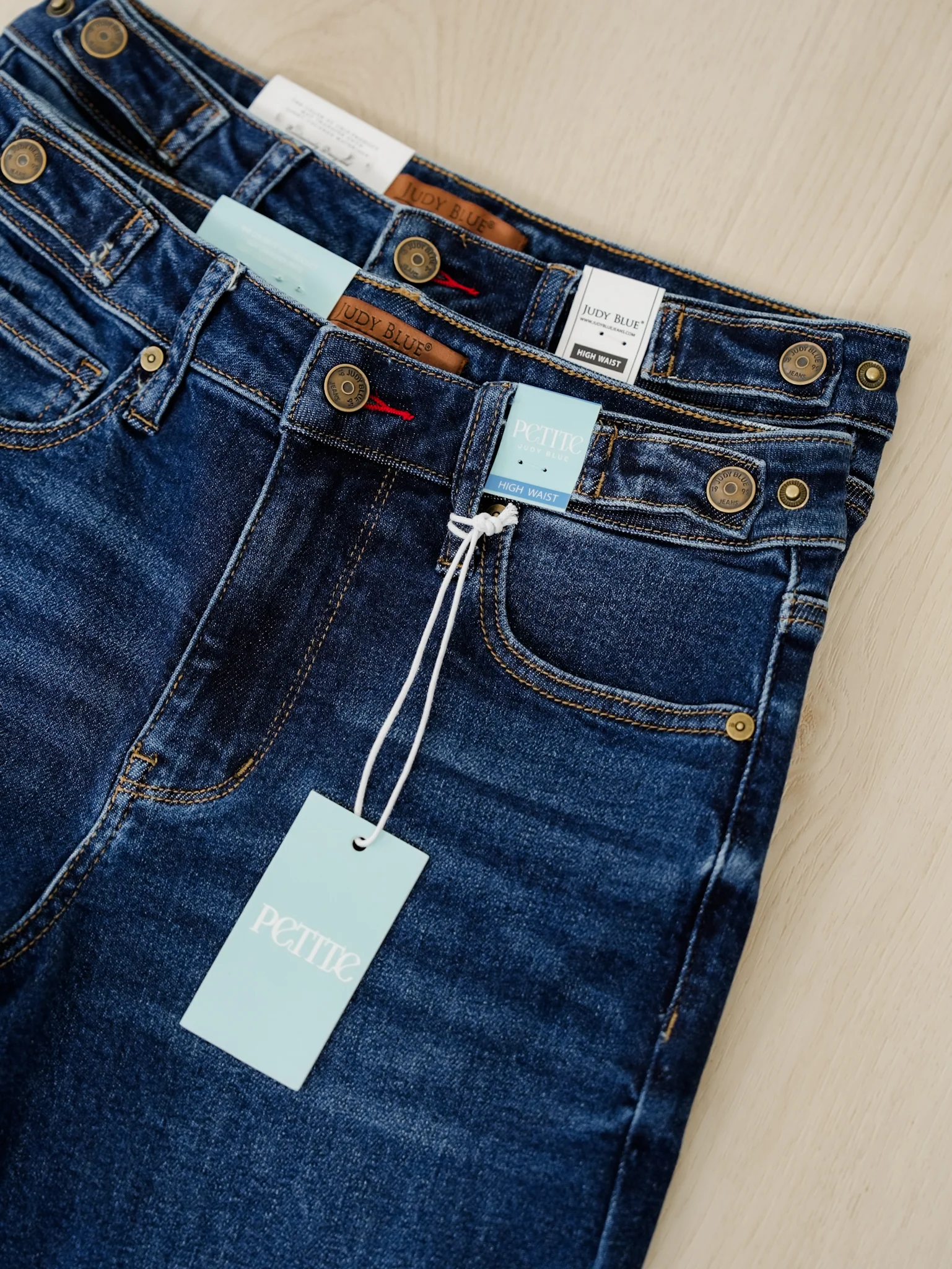 Judy Blue The Levi High Rise Dark Wash Petite/Reg Retro Wide Leg Jeans with Adjustable Waistband Tabs - Image 13