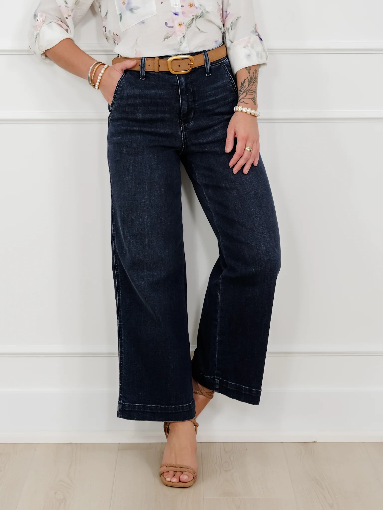 Judy Blue the Jasmine High Rise Dark Wash Wide Leg Ankle Trouser Jeans - Image 8