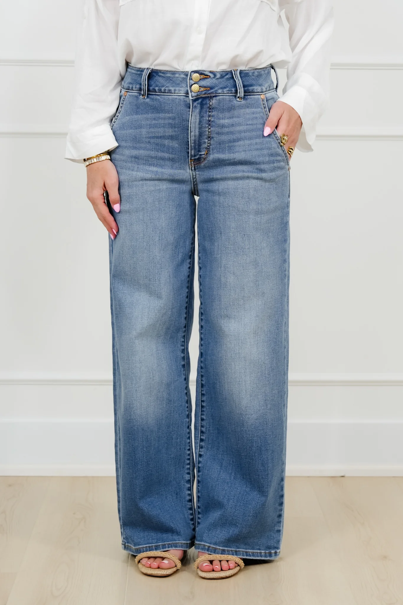 Judy Blue High Rise Medium Wash Multiple Inseam Column Jeans with Trouser Styling - Image 13