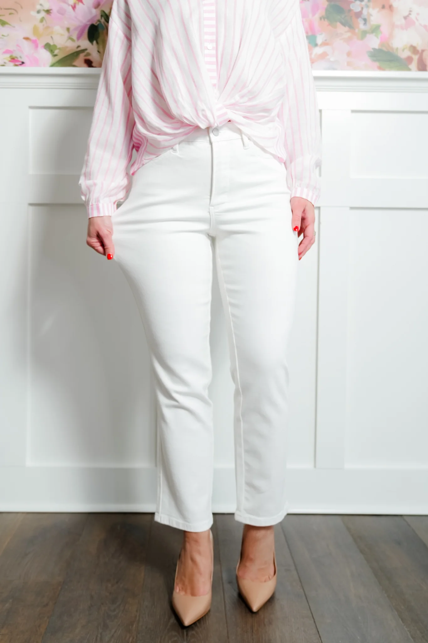 Judy Blue The Cape Cod High Rise White Tummy Control Ankle Straight Leg Jeans - Image 6