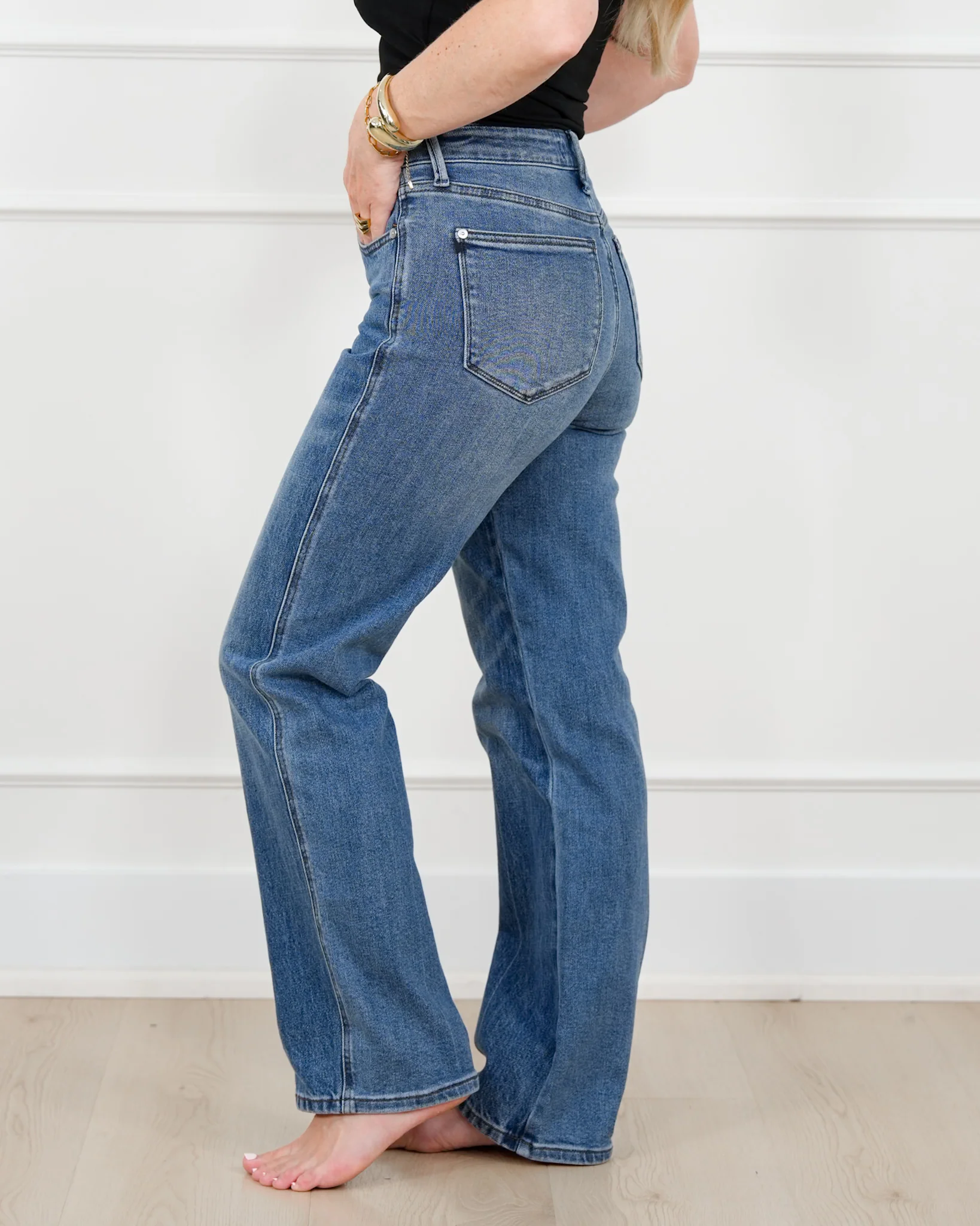 Restock! Judy Blue ALEX'S FAVE Mid Rise Medium Wash Button Fly Rigid Magic Slim Straight Leg Jeans - Image 7