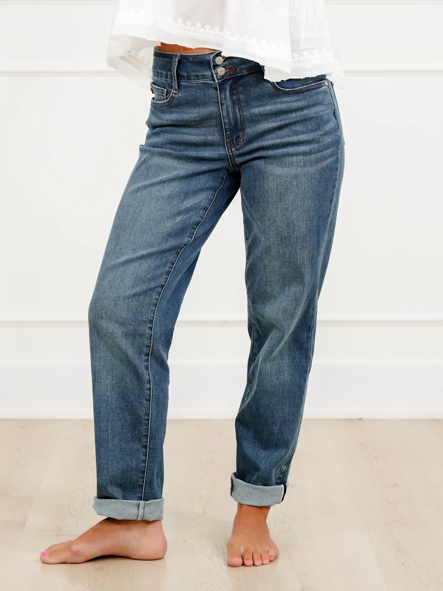 Judy Blue Summer Breeze  Mid Rise Medium Wash Cool Denim Boyfriend Jeans - Image 10