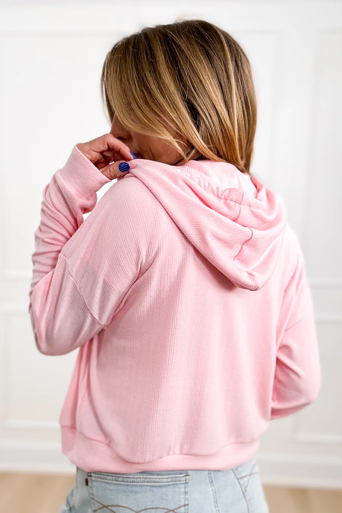 Knit Long Sleeve Zip-Up Hoodie Top - Image 8