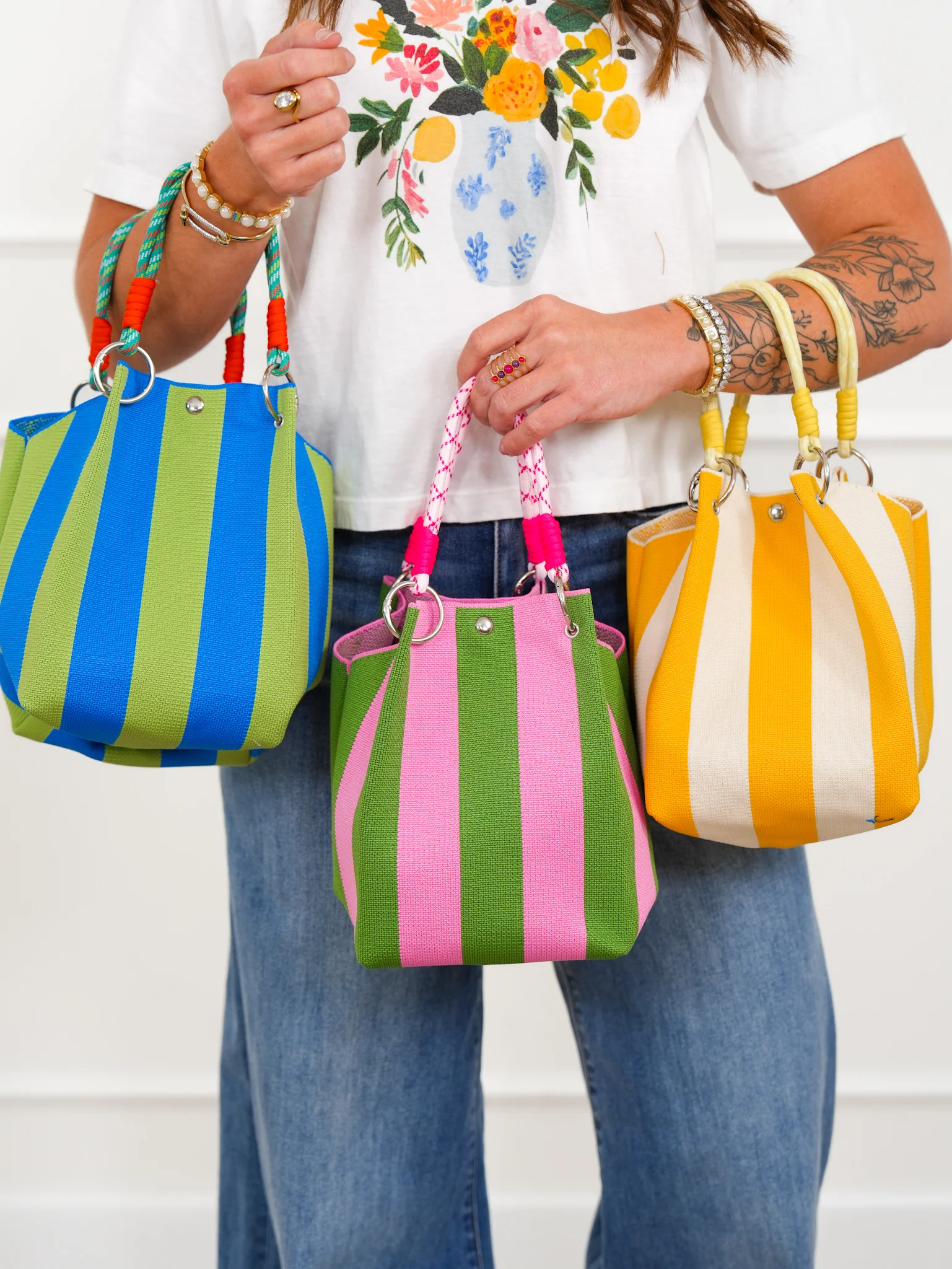 Restock! Knit Tote Striped Shoulder Crochet Purse