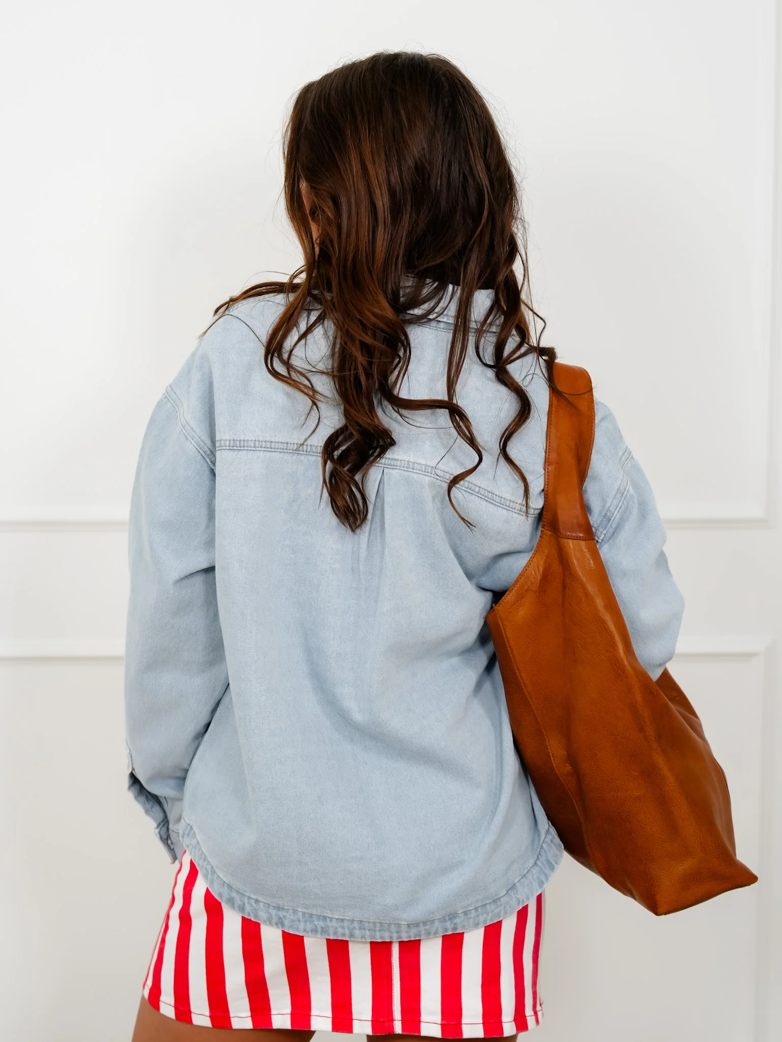 Light Wash Long Sleeve Button Down Jacket - Image 3