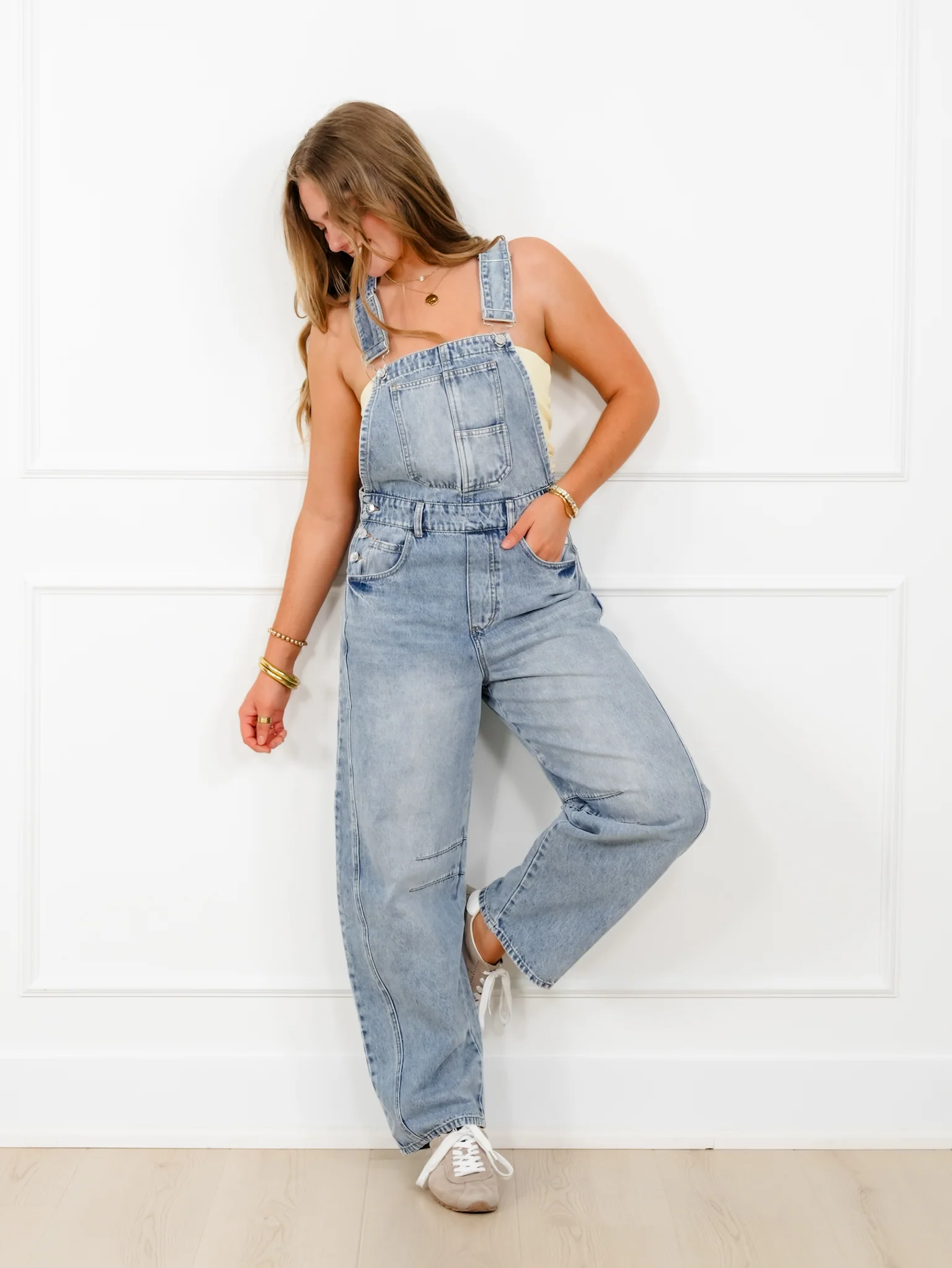 Light Washed Barrel Overalls - Image 6