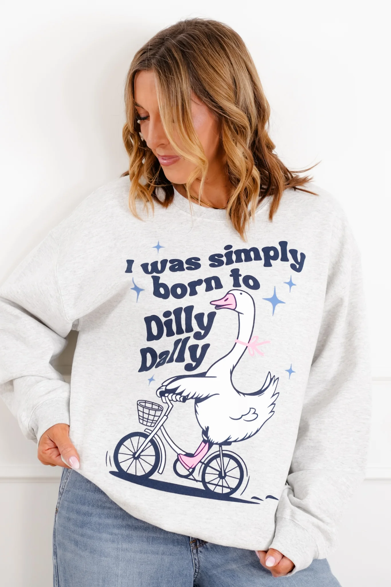 Restock! Long Sleeve "Born To Dilly Dally" Pullover Sweatshirt