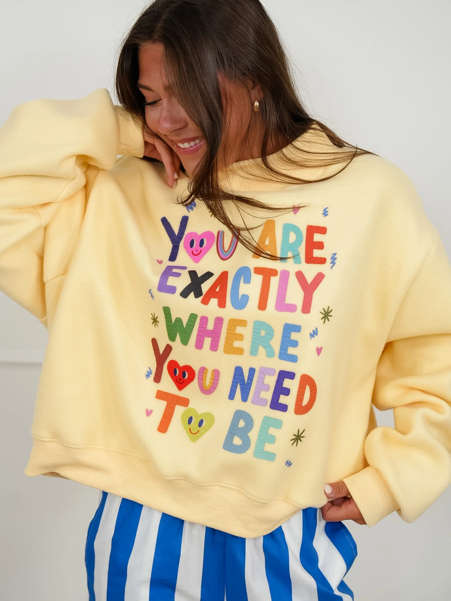 Long Sleeve Reversible "Life Is Good/You Are Exactly.." Graphic Sweatshirt - Image 2
