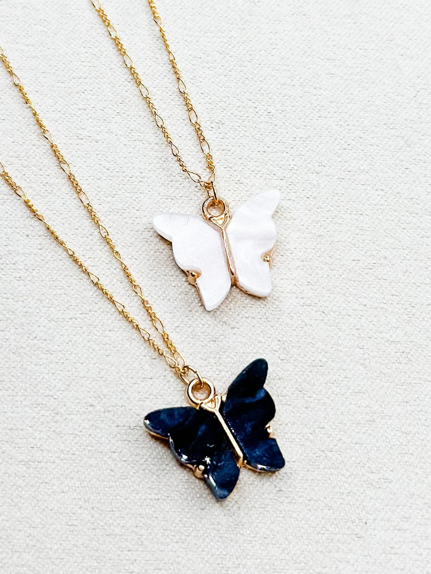 Love, Poppy Shimmer Stone Butterfly Necklace