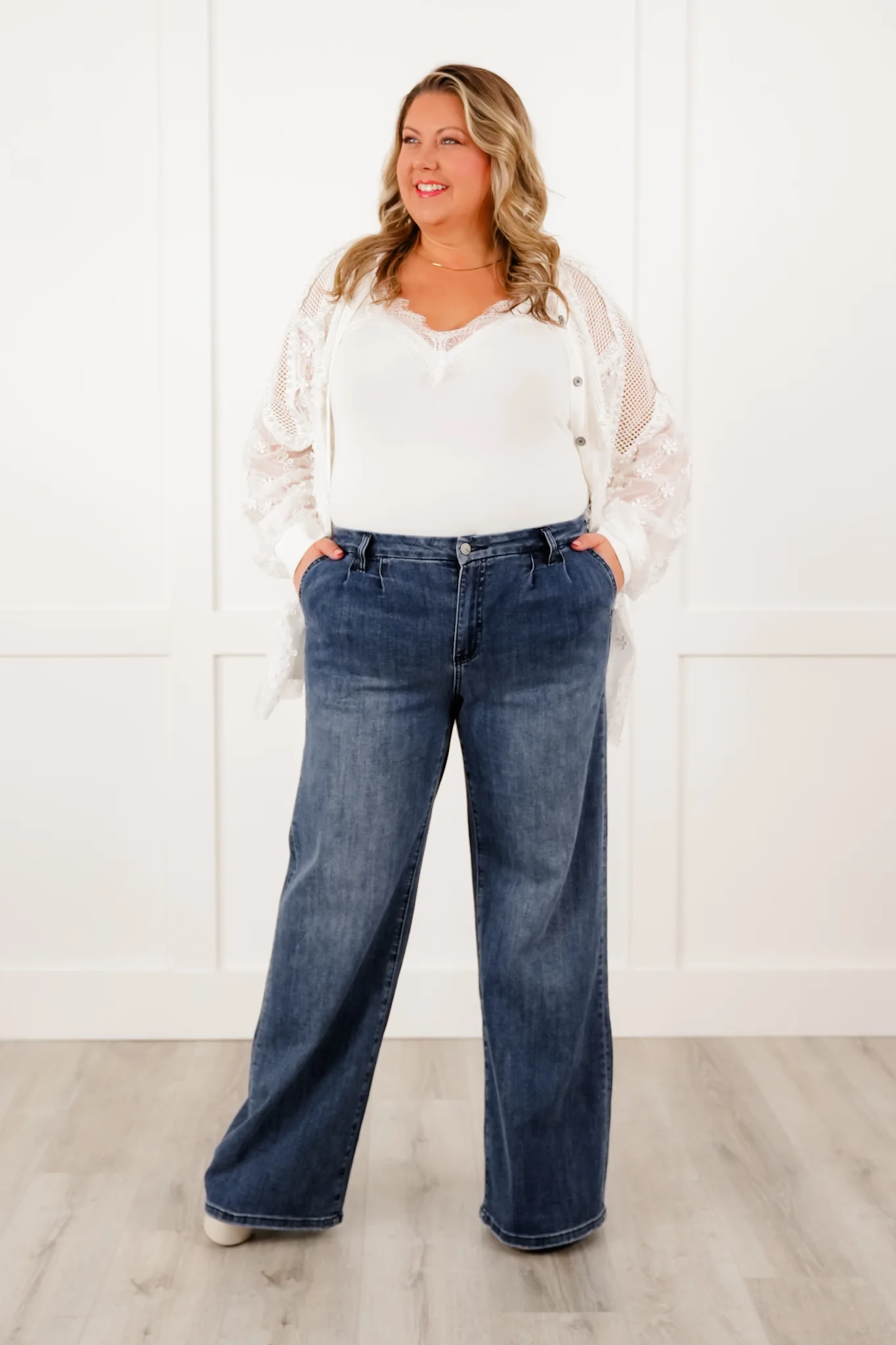 Mica High Rise Dark Wash Wide Leg Jeans - Image 10