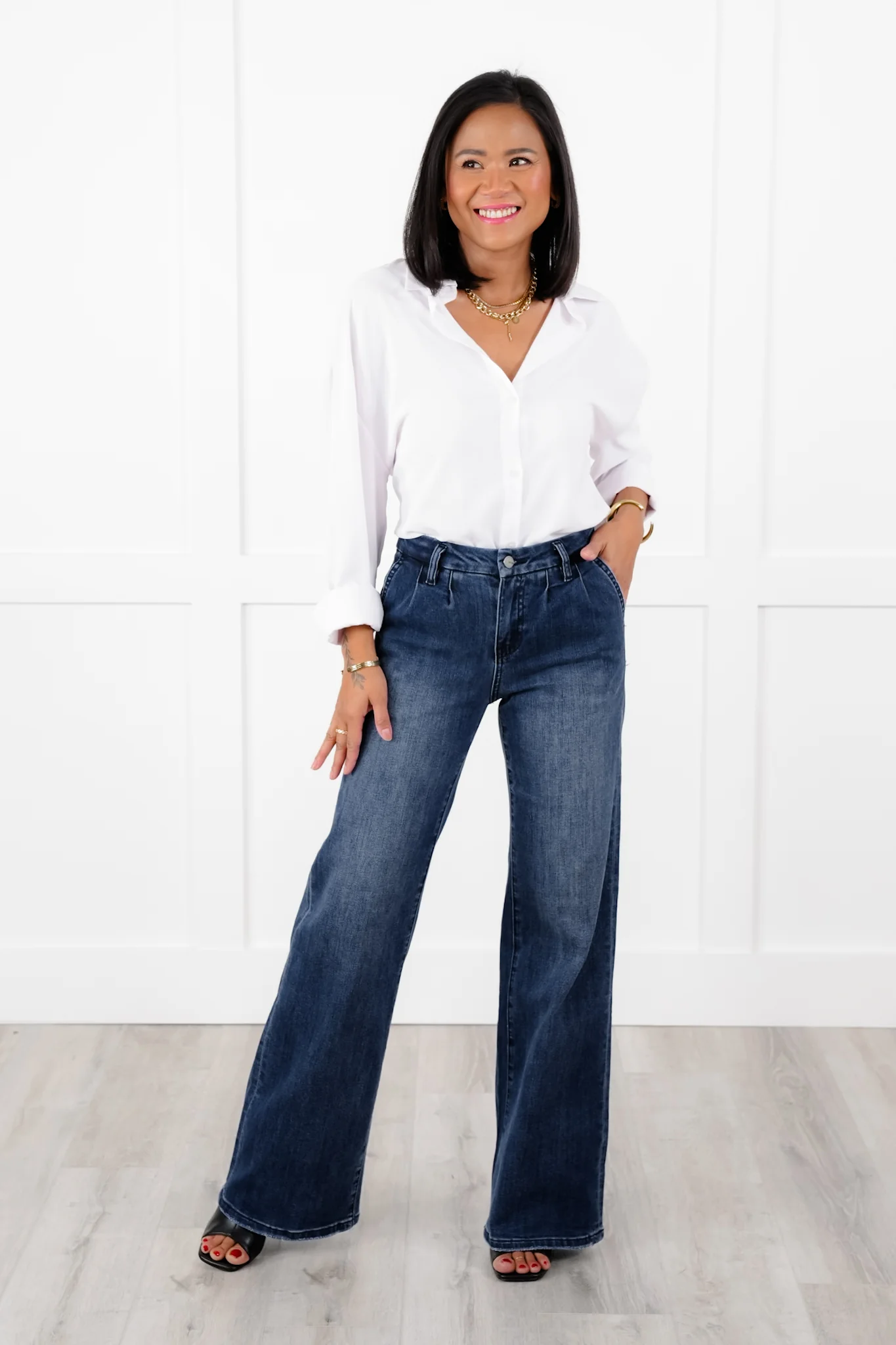 Mica High Rise Dark Wash Wide Leg Jeans - Image 4