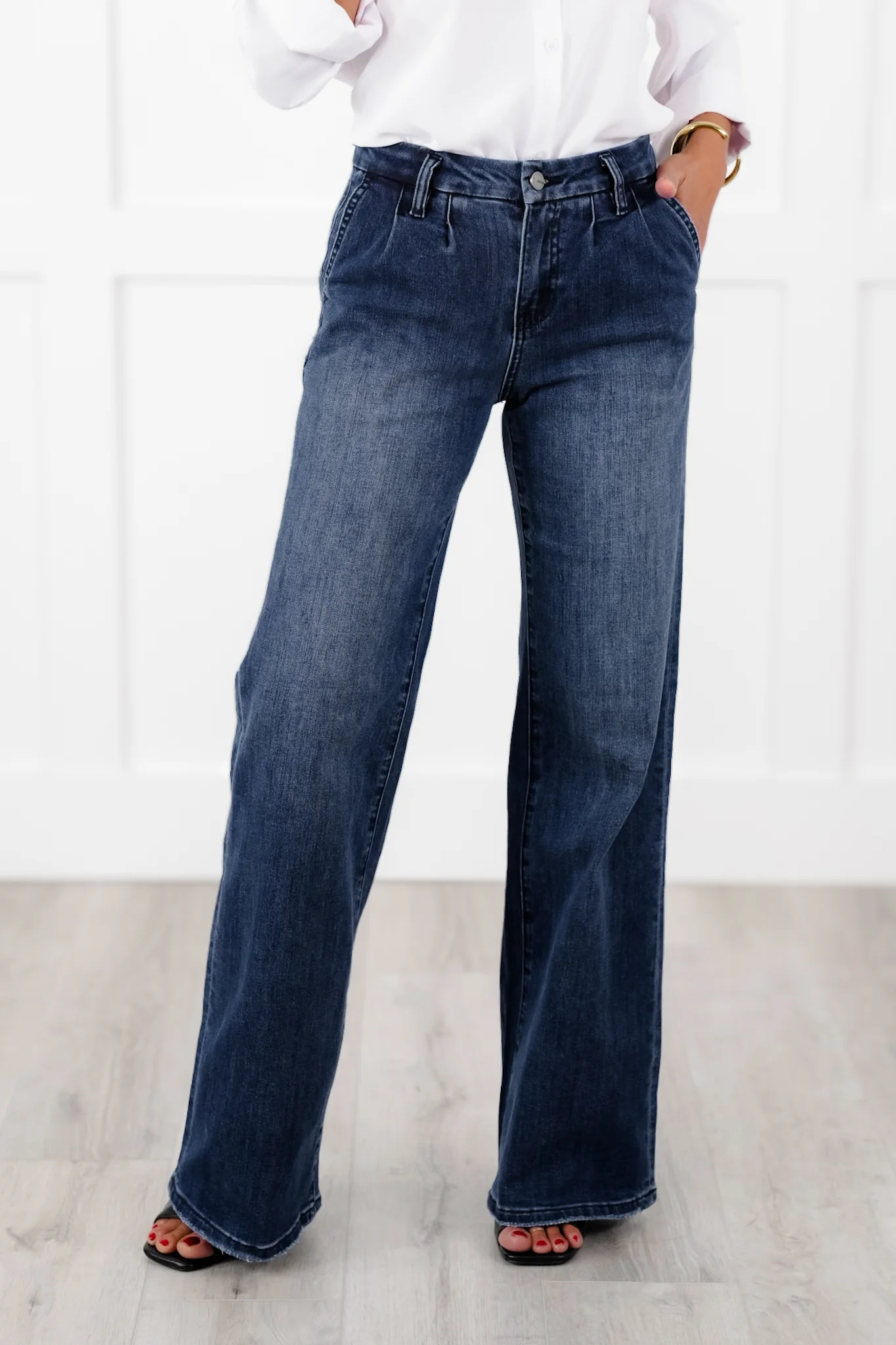 Mica High Rise Dark Wash Wide Leg Jeans - Image 5