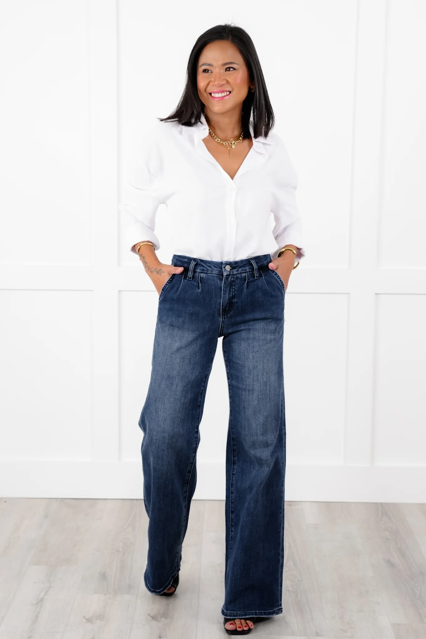 Mica High Rise Dark Wash Wide Leg Jeans - Image 6