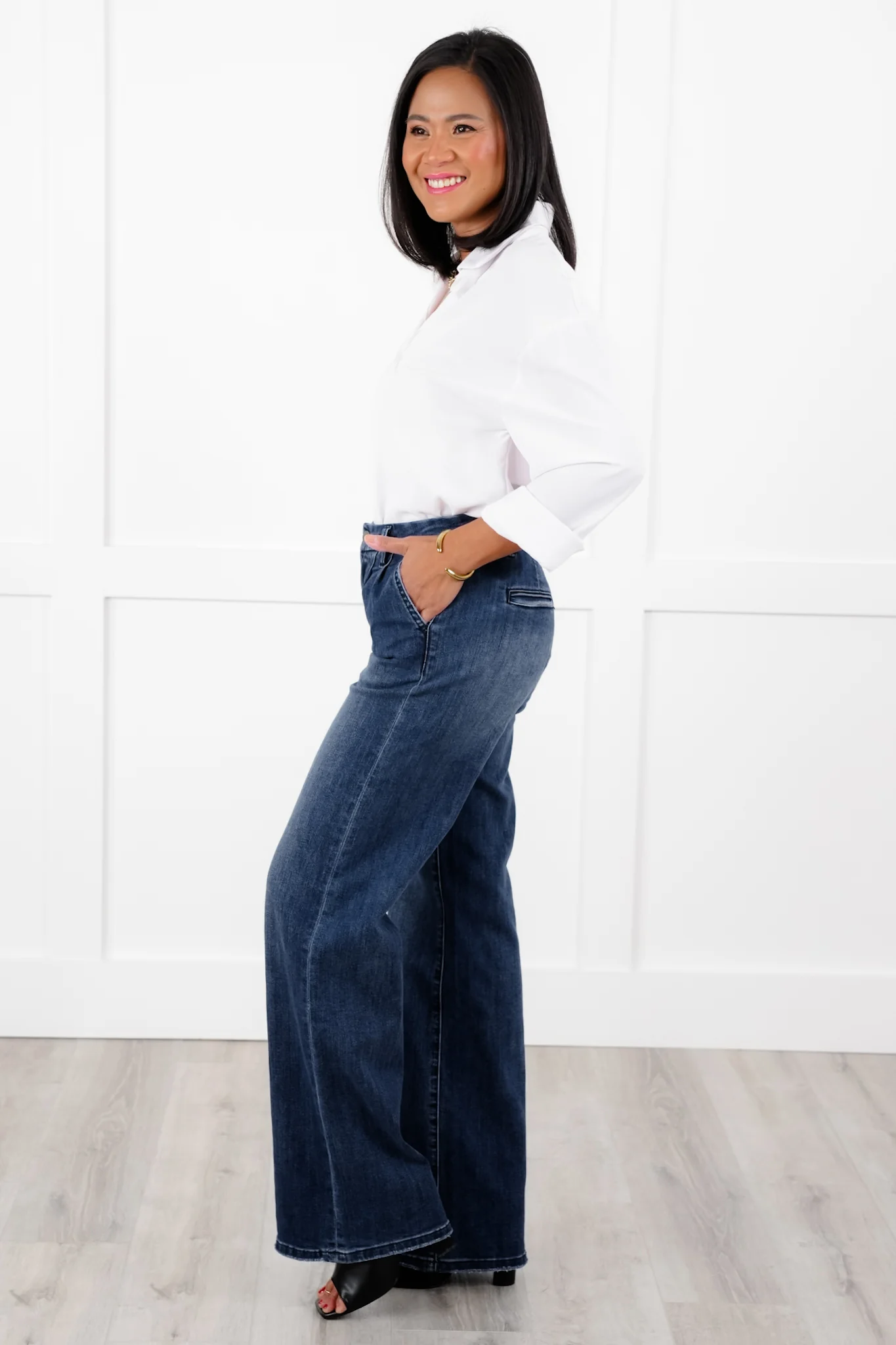 Mica High Rise Dark Wash Wide Leg Jeans - Image 9