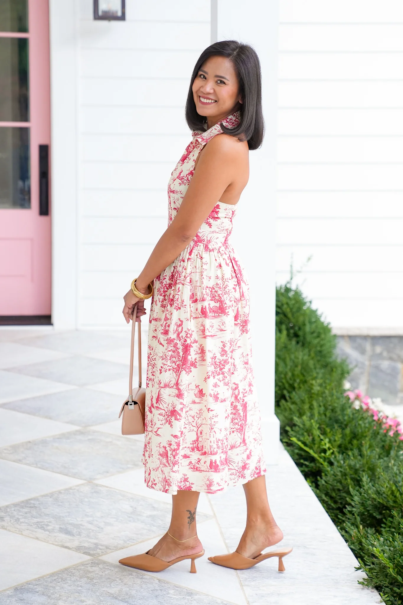 Nature Print Halter Neck Midi Dress - Image 3