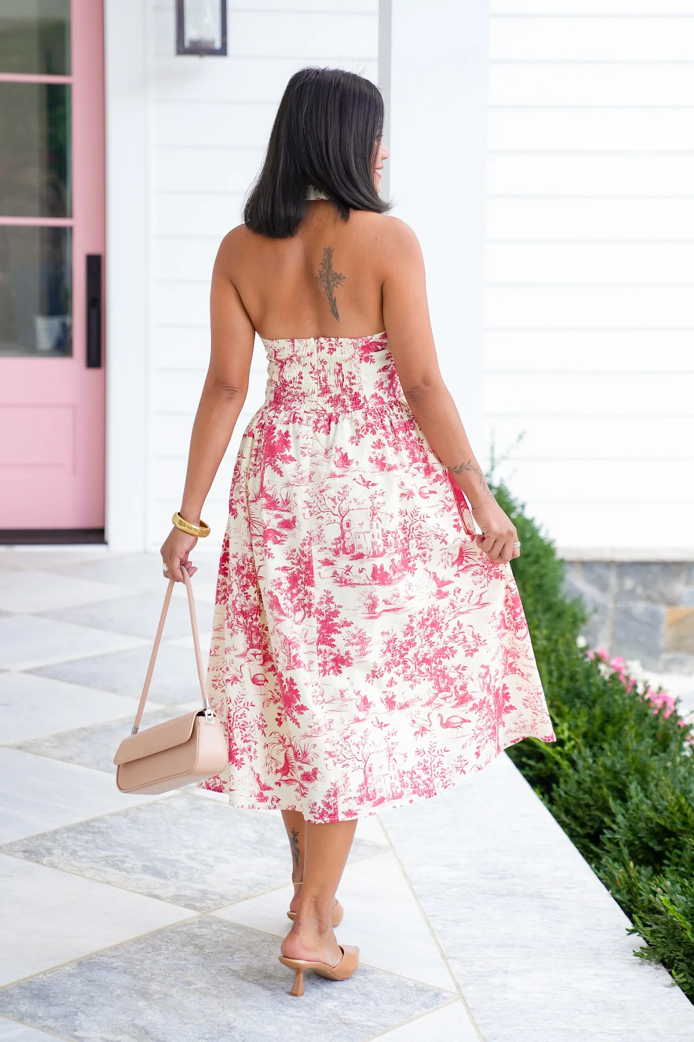 Nature Print Halter Neck Midi Dress - Image 4